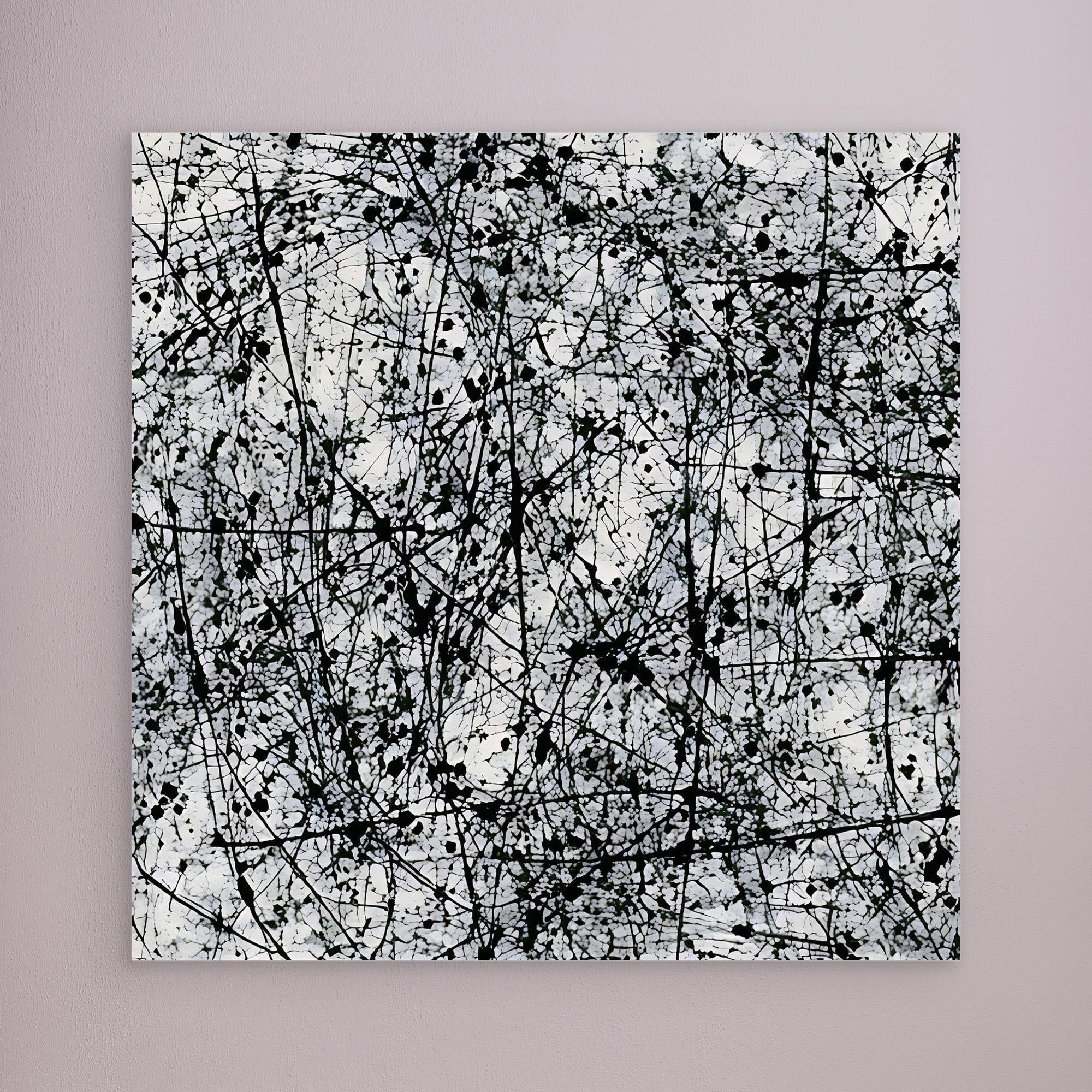 Canvas Print: Monochrome Chaos – Black and White Artwork for Bedroom modern abstract canvas wall art by Rossetti Art – luxury interior design artwork for living room, bedroom, office – Abstract Expressionism Art Black and White Canvas Print Industrial Art