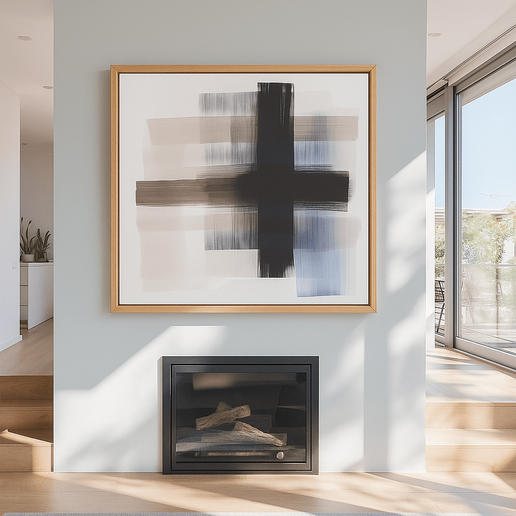 Canvas Print: "Monochrome Motion" - Abstract Minimalist Art modern abstract canvas wall art by Rossetti Art – luxury interior design artwork for living room, bedroom, office – Contemporary Abstract Art Modern Minimalist Decor Neutral Wall Art