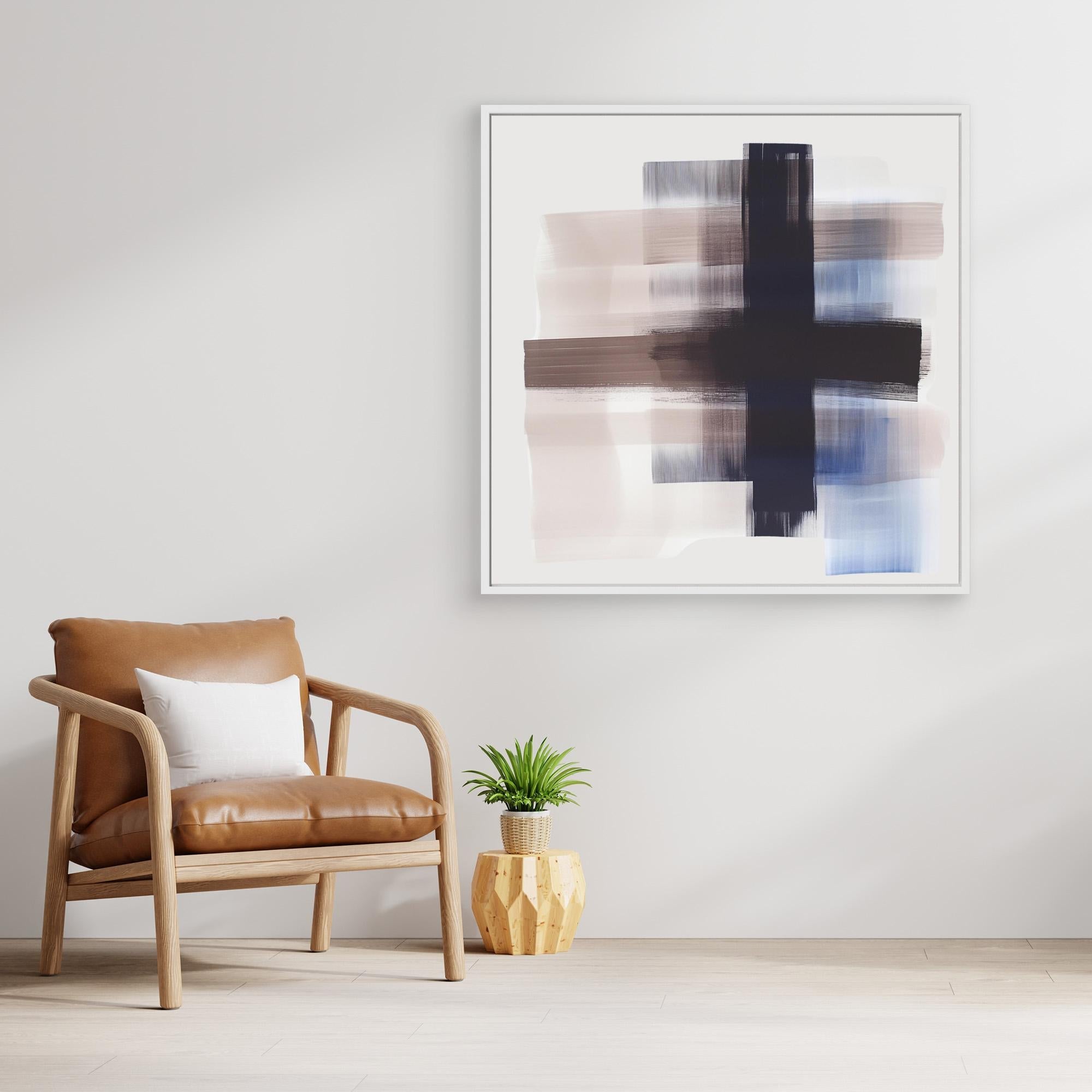 Canvas Print: "Monochrome Motion" - Abstract Minimalist Art modern abstract canvas wall art by Rossetti Art – luxury interior design artwork for living room, bedroom, office – Contemporary Abstract Art Modern Minimalist Decor Neutral Wall Art