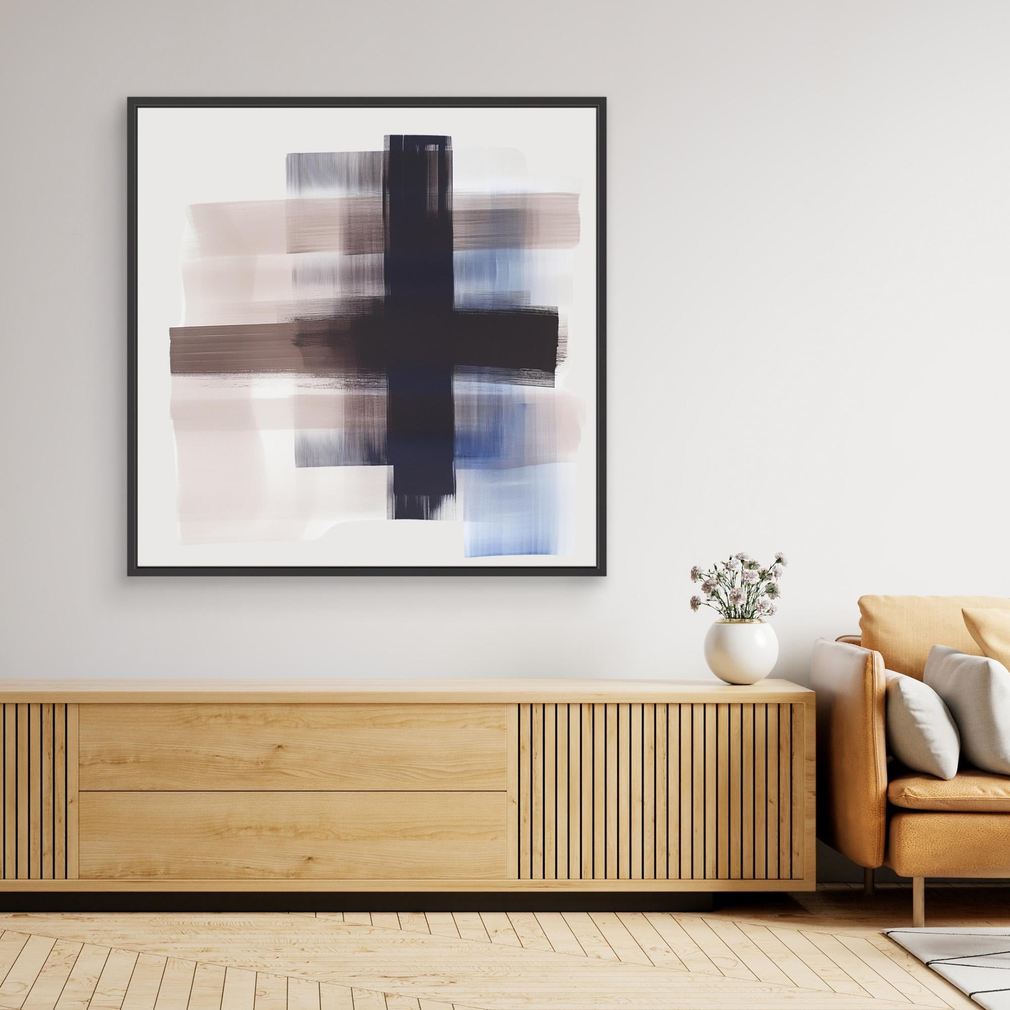 Canvas Print: "Monochrome Motion" - Abstract Minimalist Art modern abstract canvas wall art by Rossetti Art – luxury interior design artwork for living room, bedroom, office – Contemporary Abstract Art Modern Minimalist Decor Neutral Wall Art