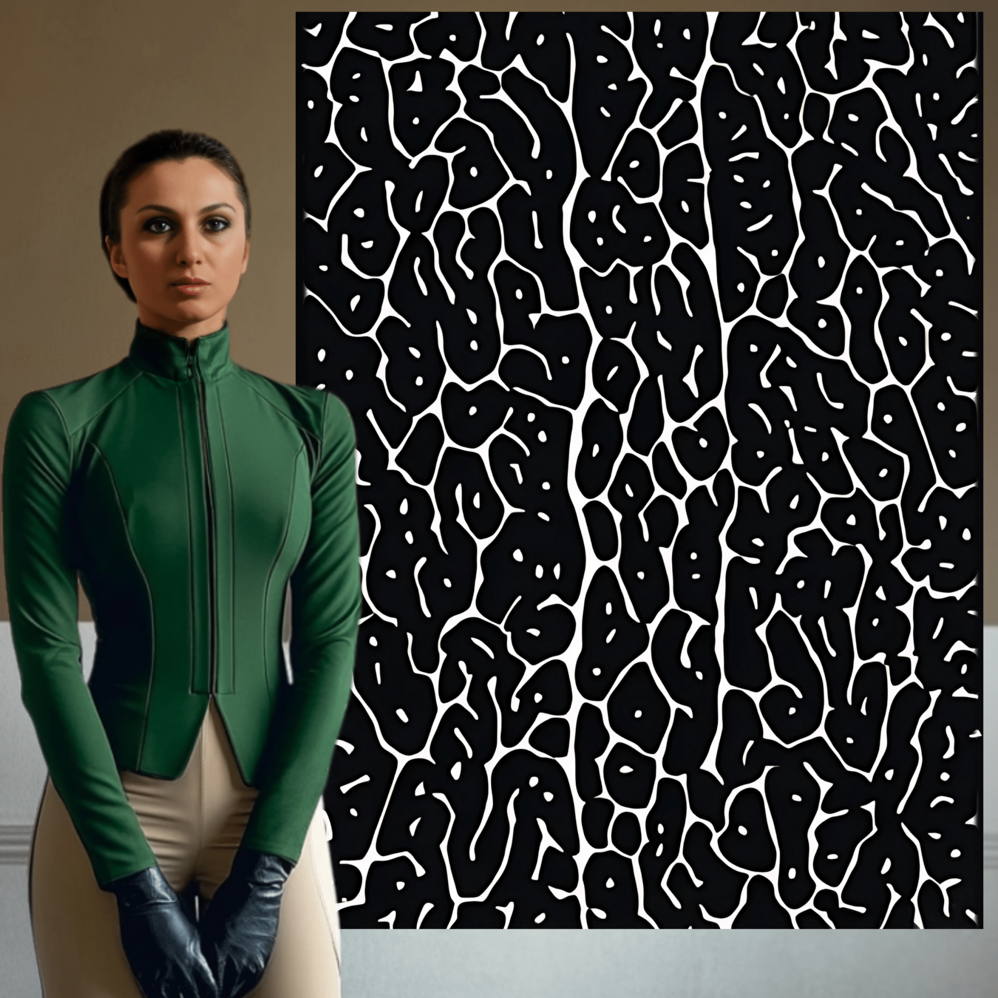 Canvas Print: "Monochrome Pulse Black" - Abstract Black & White Wall Art modern abstract canvas wall art by Rossetti Art – luxury interior design artwork for living room, bedroom, office – Black and White Abstract Canvas High - Contrast Contemporary Painting Industrial Loft Decor