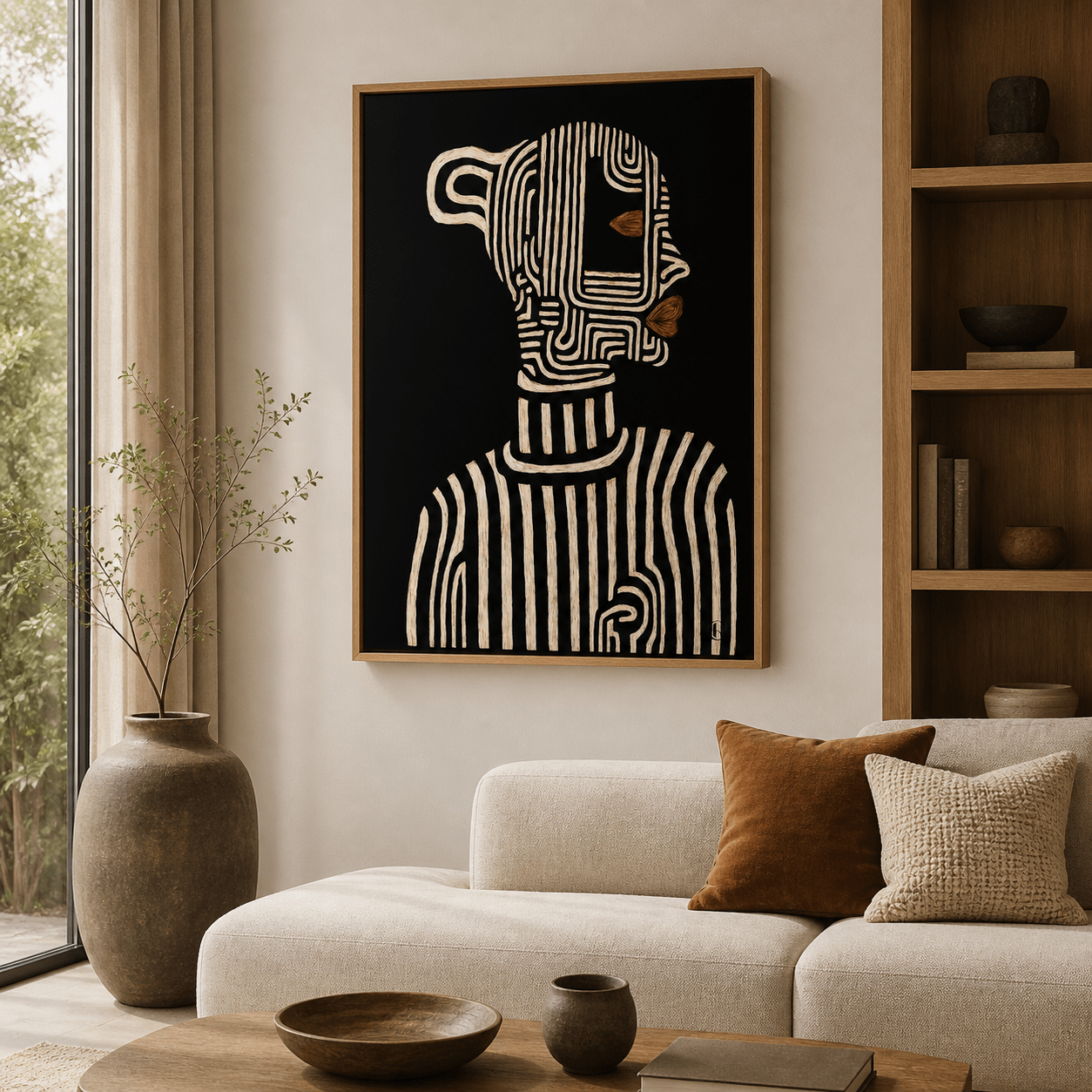 Modern black and white abstract art for living room