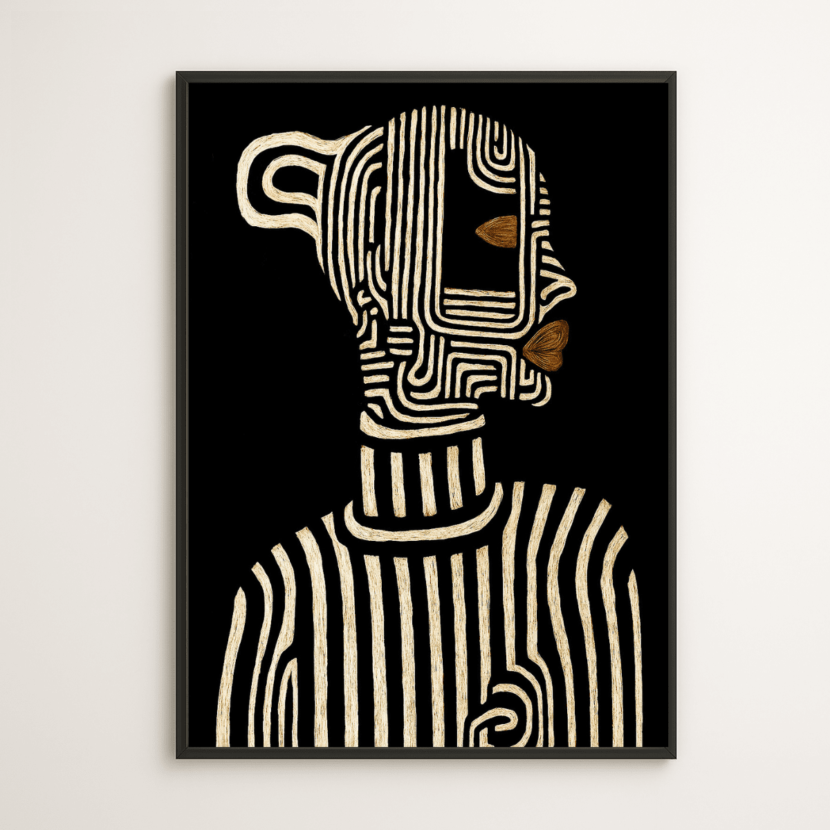 Modern black and white abstract art for living room