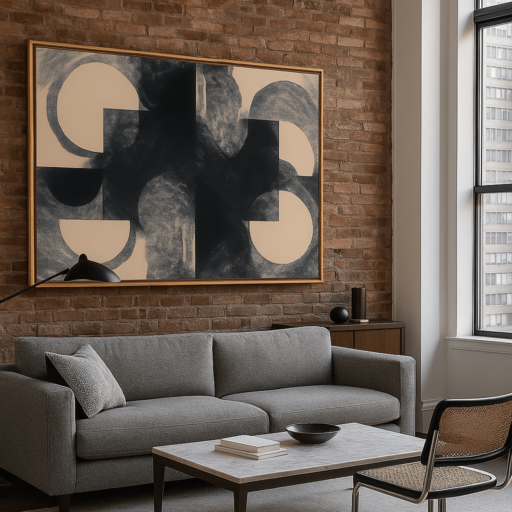 Canvas Print : "Monochrome Silent Motion" – Monochrome Abstract Framed Canvas | Rossetti Art