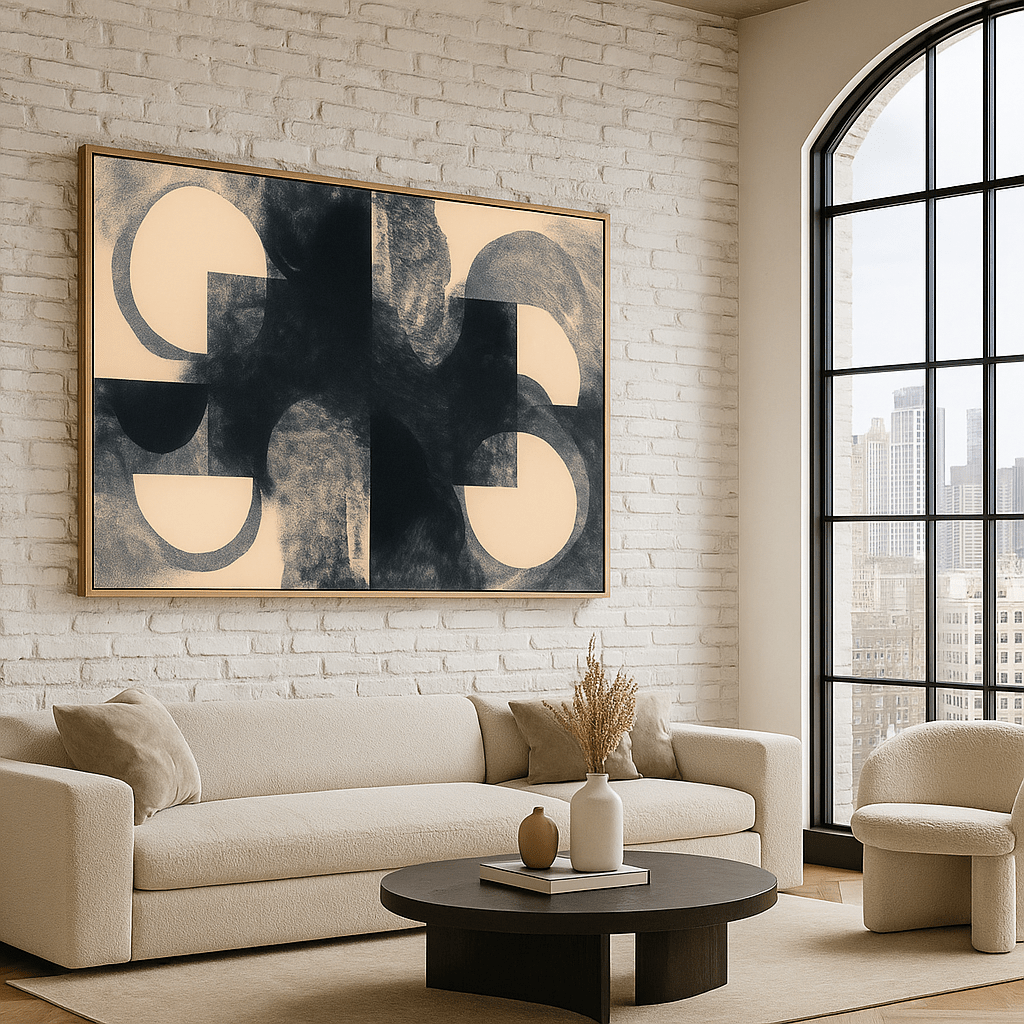 Canvas Print : "Monochrome Silent Motion" – Monochrome Abstract Framed Canvas | Rossetti Art