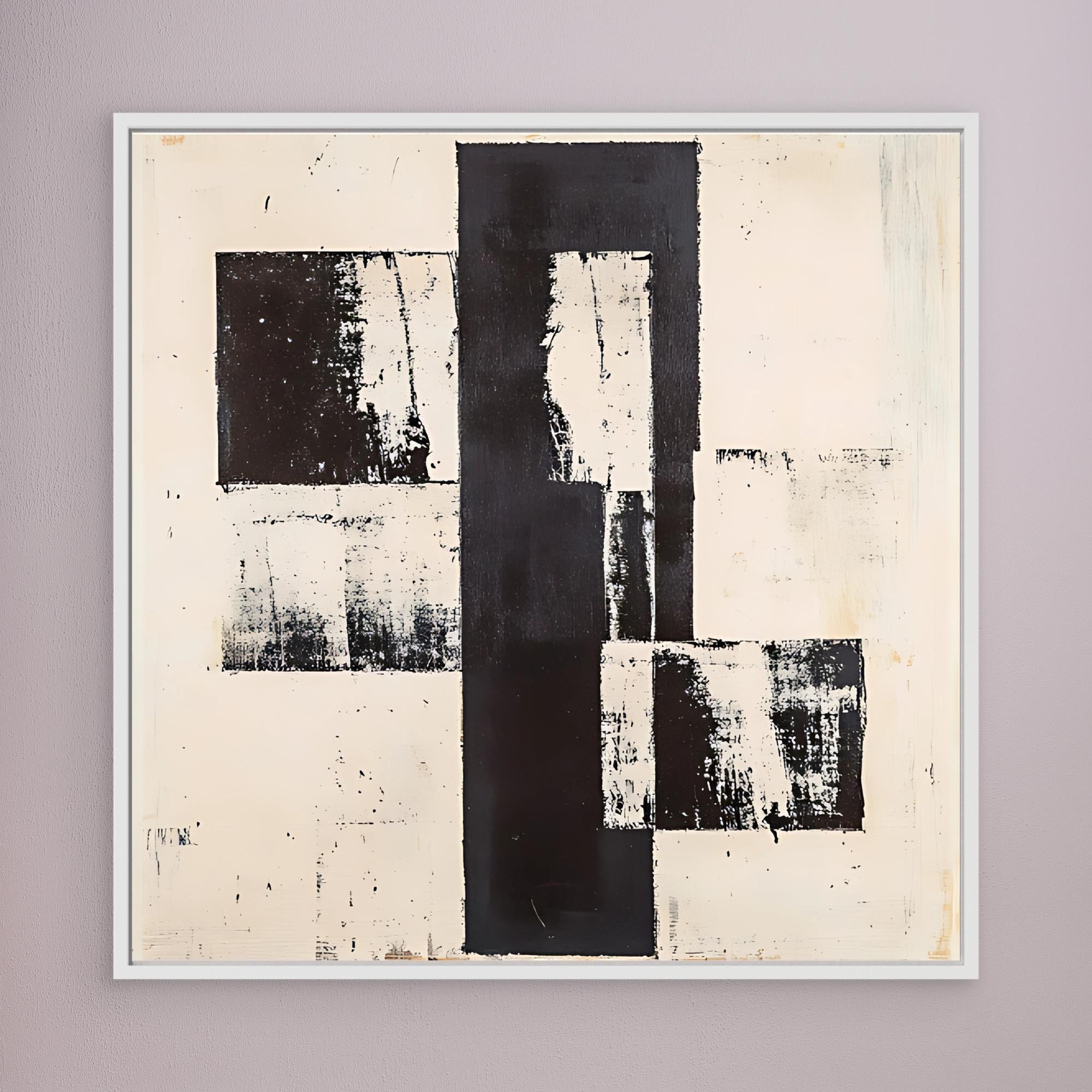 Canvas Print: "Monochrome Structure" – Minimalist Black & White Abstract Art modern abstract canvas wall art by Rossetti Art – luxury interior design artwork for living room, bedroom, office – Black And White Art Black and white artwork black and white canvas