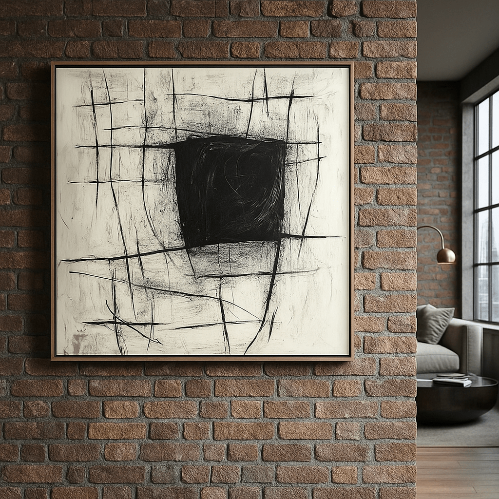 Canvas Print : Monochrome Void - Monochrome Wall Art for Living Room modern abstract canvas wall art by Rossetti Art – luxury interior design artwork for living room, bedroom, office – black and white abstract art Black And White Art handmade wall art