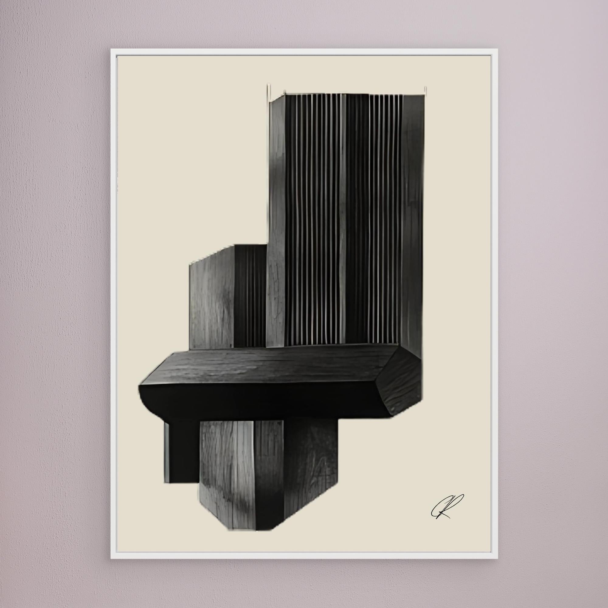 Canvas Print: Monolith Pulse Form – Contemporary Canvas Prints modern abstract canvas wall art by Rossetti Art – luxury interior design artwork for living room, bedroom, office – Architectural Abstract Print Black Wall Art Brutalist Canvas Print