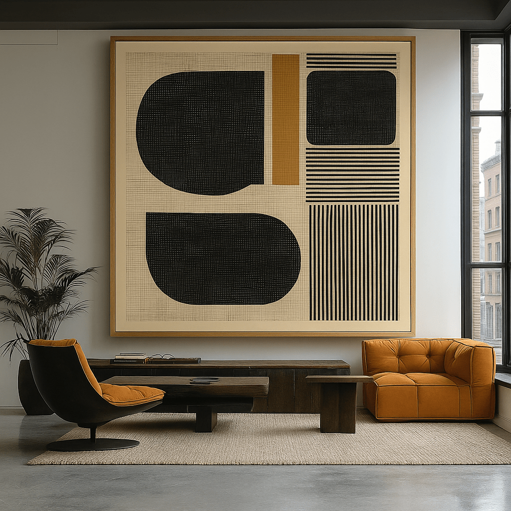 Canvas Print: Muted Form Funk – Minimalist Abstract Canvas for Modern Interiors modern abstract canvas wall art by Rossetti Art – luxury interior design artwork for living room, bedroom, office – abstract wall art bold geometric art contemporary wall design