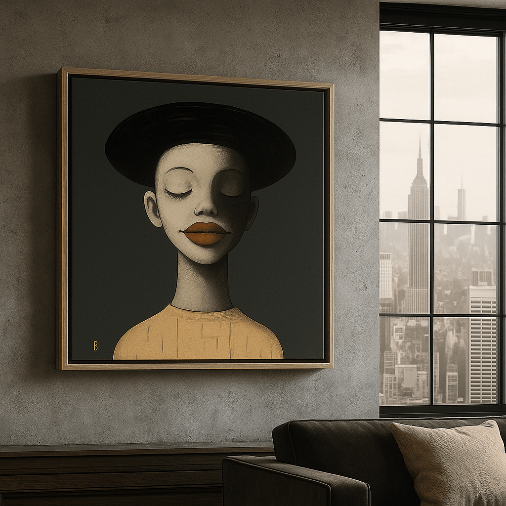 Canvas Print: Muted Muse Portrait – Modern Portrait Canvas Art for Elegant Interiors modern abstract canvas wall art by Rossetti Art – luxury interior design artwork for living room, bedroom, office – abstract wall art contemporary wall design framed abstract canvas