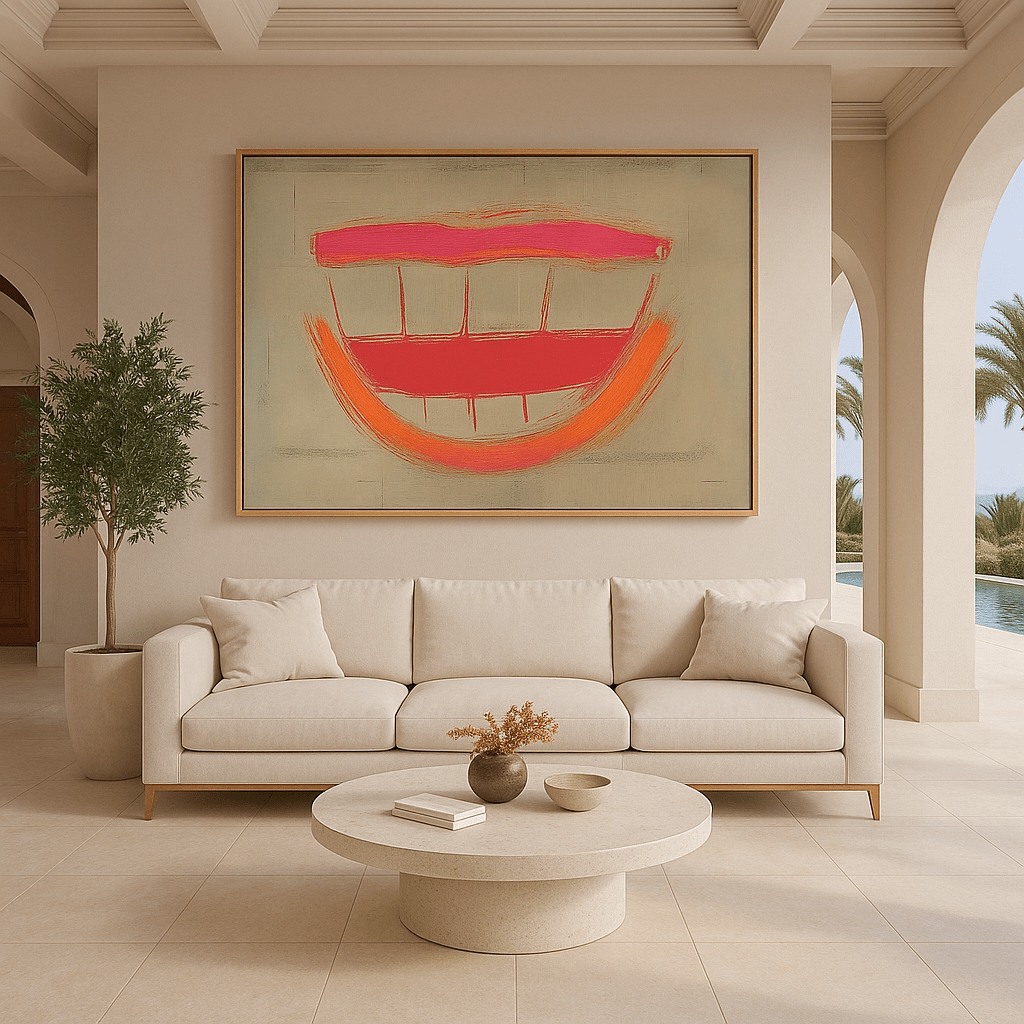 Canvas Print: Neon Grin - Abstract Pop Art Wall Art Print modern abstract canvas wall art by Rossetti Art β luxury interior design artwork for living room, bedroom, office β contemporary art piece Contemporary Canvas Art Contemporary canvas print