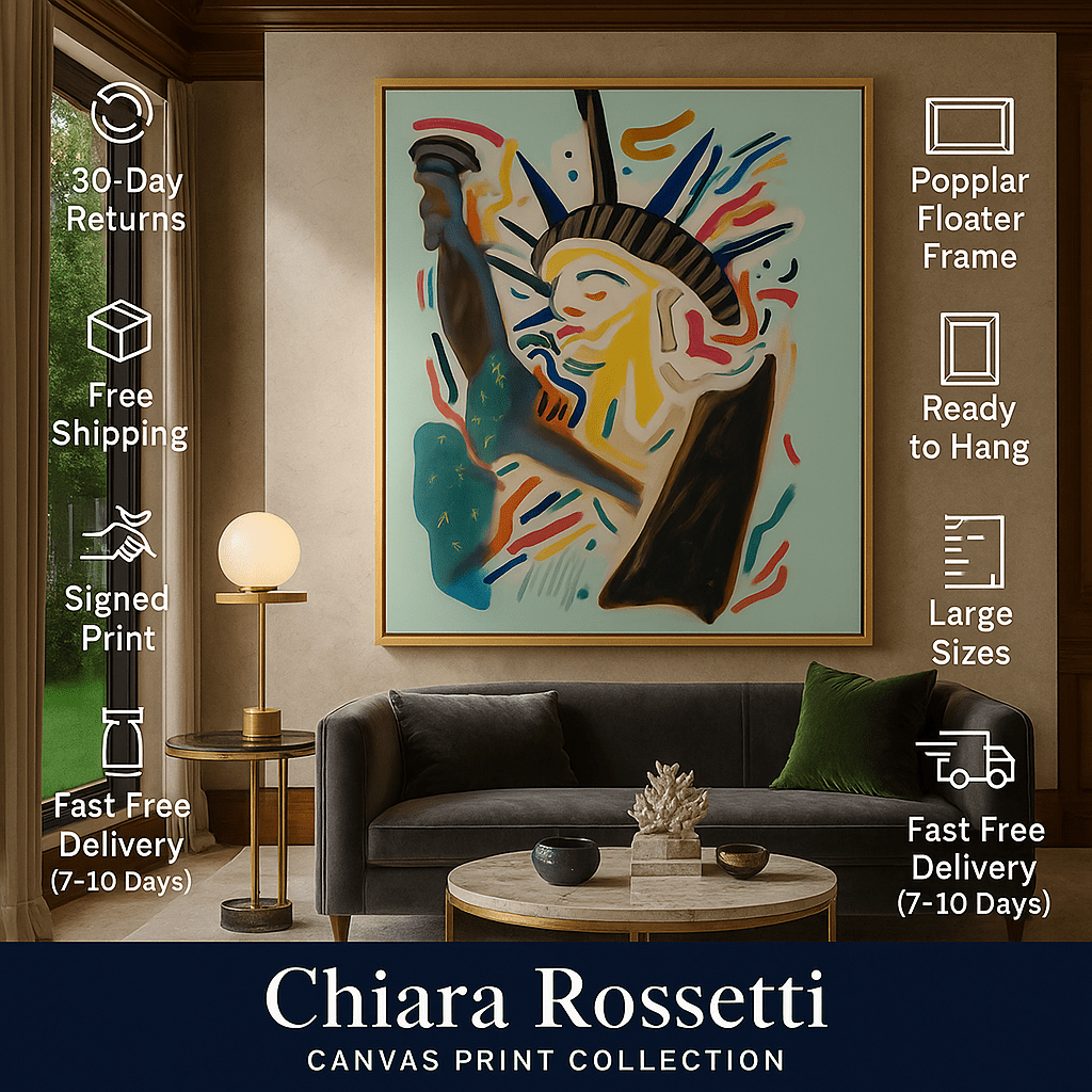 Canvas Print : Neon Liberty: Pop Art Tribute to Freedom - Chiara Rossetti