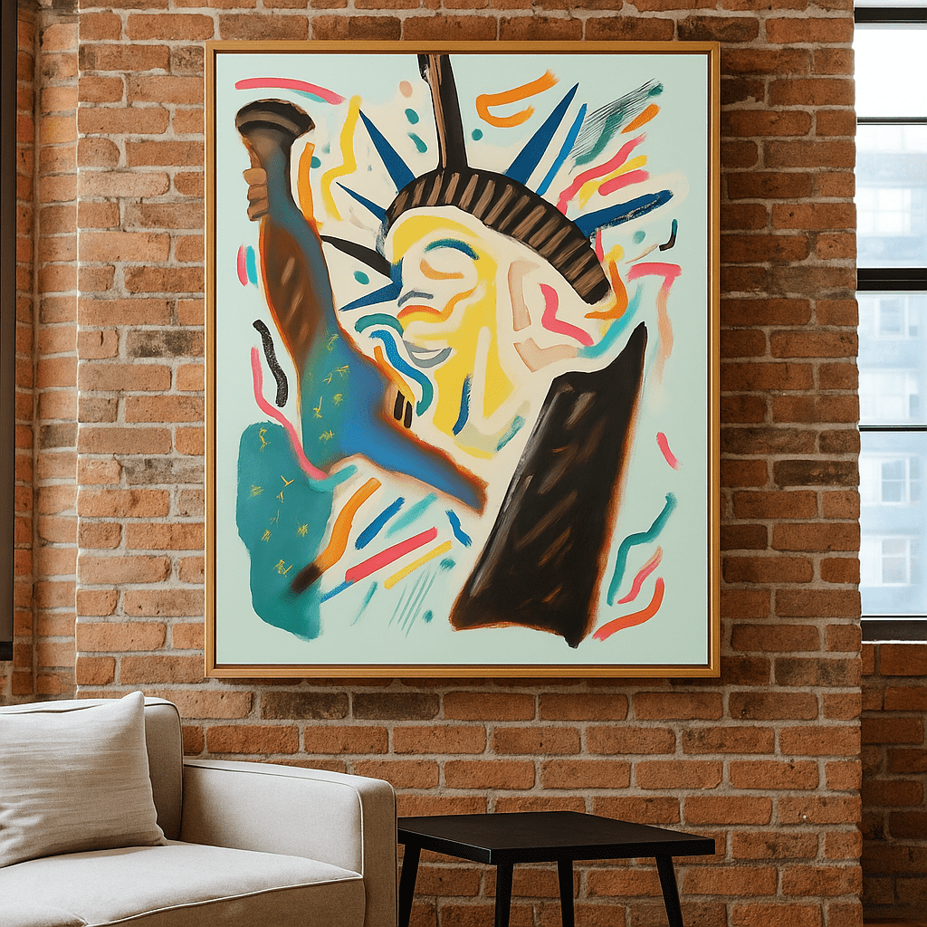 Canvas Print : Neon Liberty: Pop Art Tribute to Freedom - Chiara Rossetti