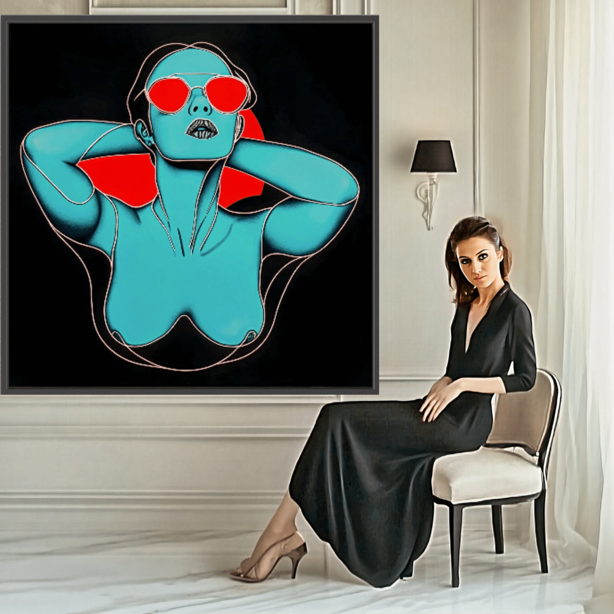 Canvas Print: "Neon Muse" - Bold Modern Pop Art Wall Decor modern abstract canvas wall art by Rossetti Art – luxury interior design artwork for living room, bedroom, office – Abstract Canvas Art Abstract Canvas Print canvas print for walls
