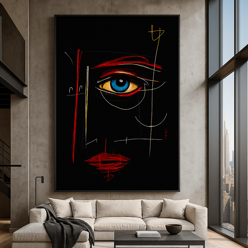 Canvas Print : Neon Stare – Abstract Eye Canvas Wall Art Print - Chiara Rossetti