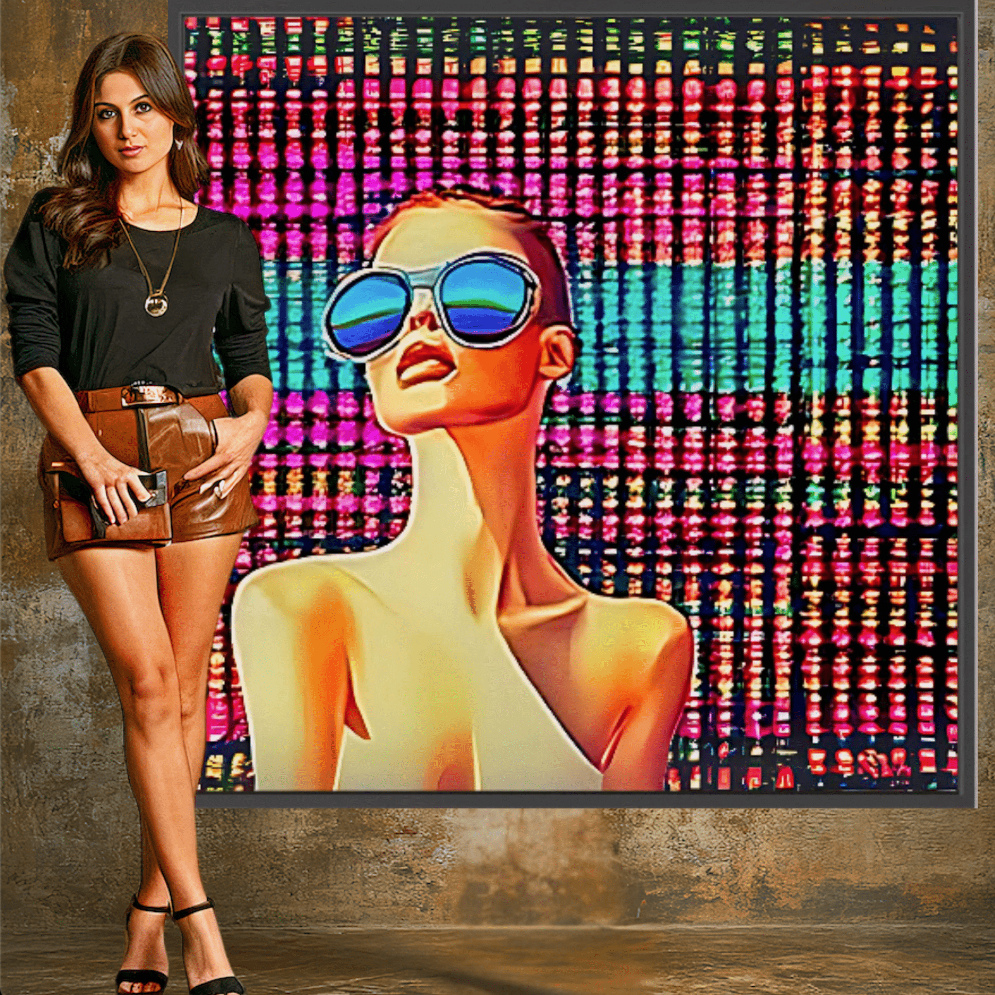 Canvas Print: "Neon Vision" – Futuristic Pop Art Wall Decor modern abstract canvas wall art by Rossetti Art – luxury interior design artwork for living room, bedroom, office – handmade pop art Modern Pop Art Pop Art Canvas