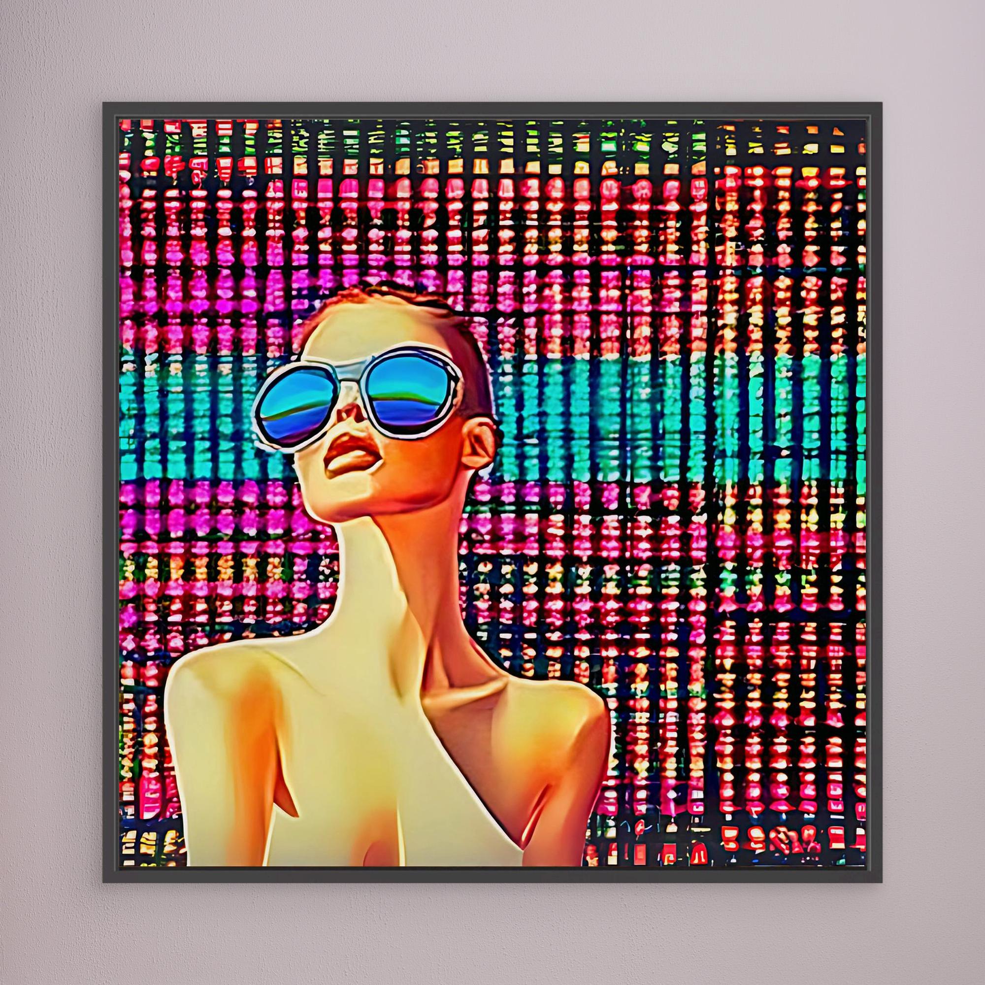 Canvas Print: "Neon Vision" – Futuristic Pop Art Wall Decor modern abstract canvas wall art by Rossetti Art – luxury interior design artwork for living room, bedroom, office – handmade pop art Modern Pop Art Pop Art Canvas