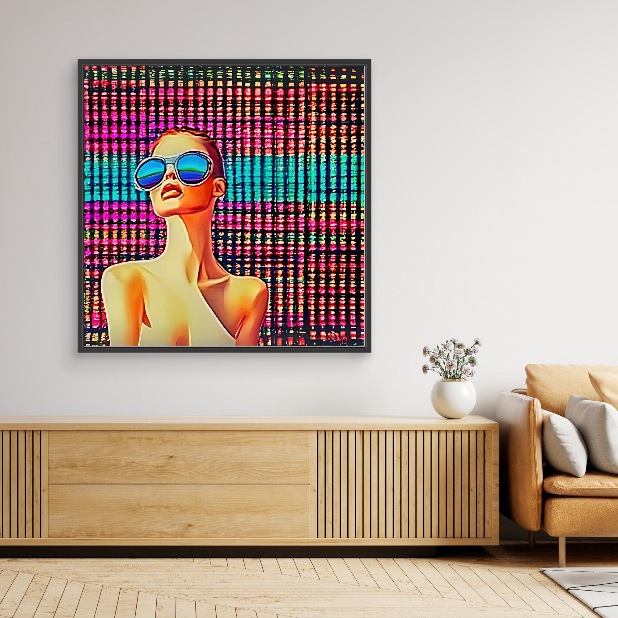 Canvas Print: "Neon Vision" – Futuristic Pop Art Wall Decor modern abstract canvas wall art by Rossetti Art – luxury interior design artwork for living room, bedroom, office – handmade pop art Modern Pop Art Pop Art Canvas