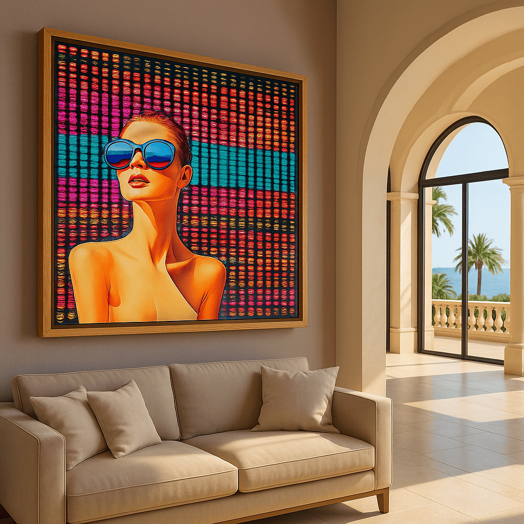 Canvas Print: "Neon Vision" – Futuristic Pop Art Wall Decor modern abstract canvas wall art by Rossetti Art – luxury interior design artwork for living room, bedroom, office – handmade pop art Modern Pop Art Pop Art Canvas