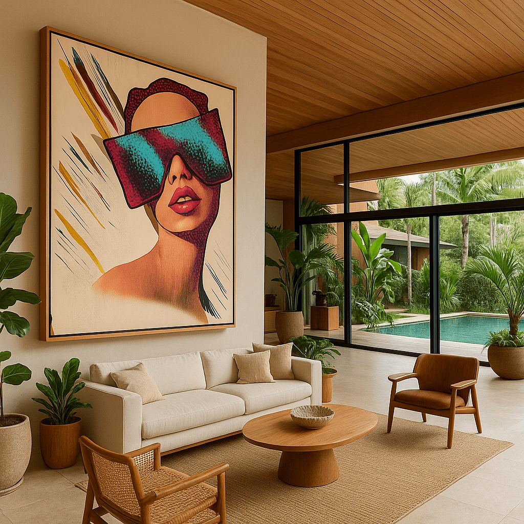Canvas Print : Neon Visionary – Original Pop Art Portrait Canvas - Colorful Abstract Face Print Art - Chiara Rossetti
