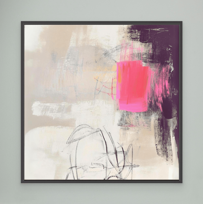 Canvas Print : "Neon Whispers" modern abstract canvas wall art by Rossetti Art – luxury interior design artwork for living room, bedroom, office – Black And White Art Black and white artwork black and white canvas