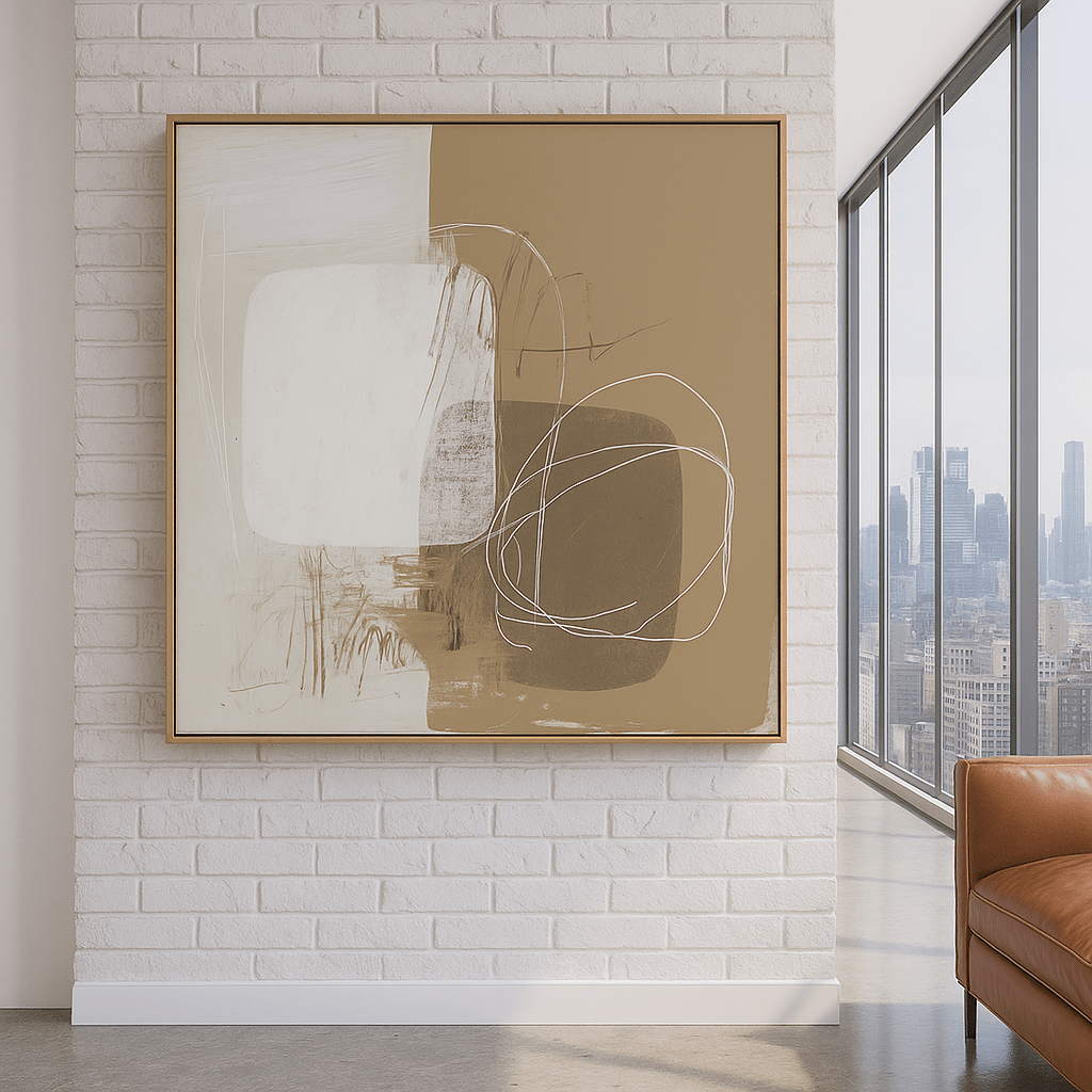 Canvas Print: Neutral Abstract Canvas Print – Modern Minimalist Beige Wall Art for Contemporary Interiors | Rossetti Art modern abstract canvas wall art by Rossetti Art – luxury interior design artwork for living room, bedroom, office – abstract wall art contemporary wall design extra large canvas wall art for living room