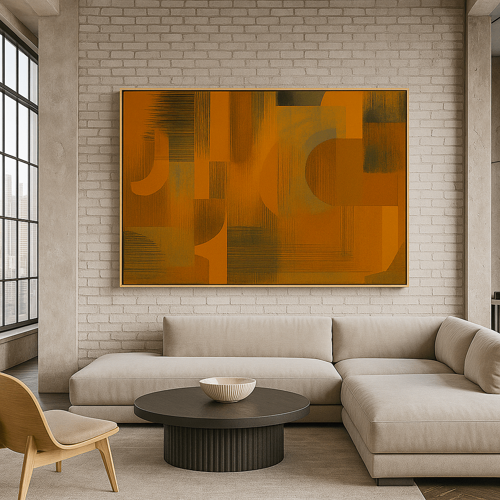 Canvas Print : Orange Burnt Noise – Modern Orange Abstract Art - Chiara Rossetti