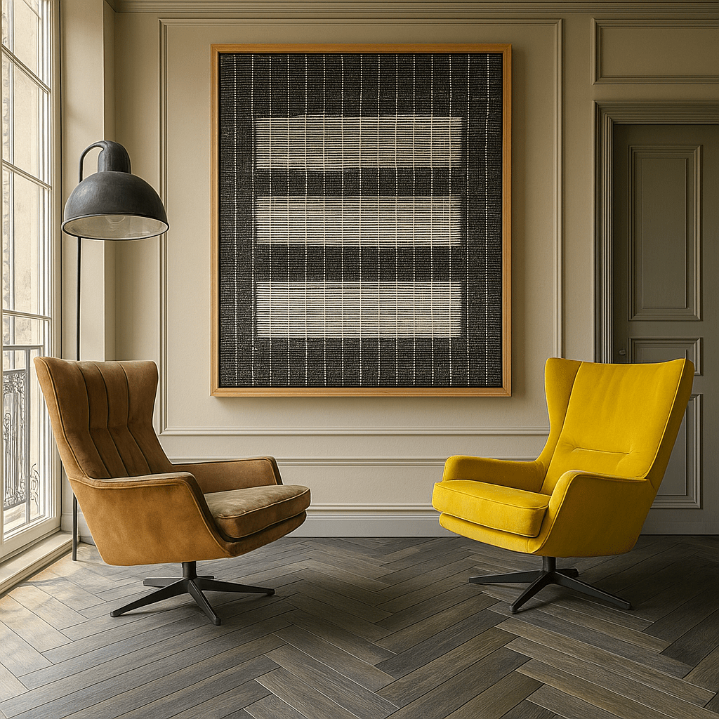 Canvas Print : Pattern Theory – Contemporary Fiber Art Canvas - Modern Geometric Weaving modern abstract canvas wall art by Rossetti Art – luxury interior design artwork for living room, bedroom, office – Contemporary Art for Sale contemporary art piece Contemporary art print