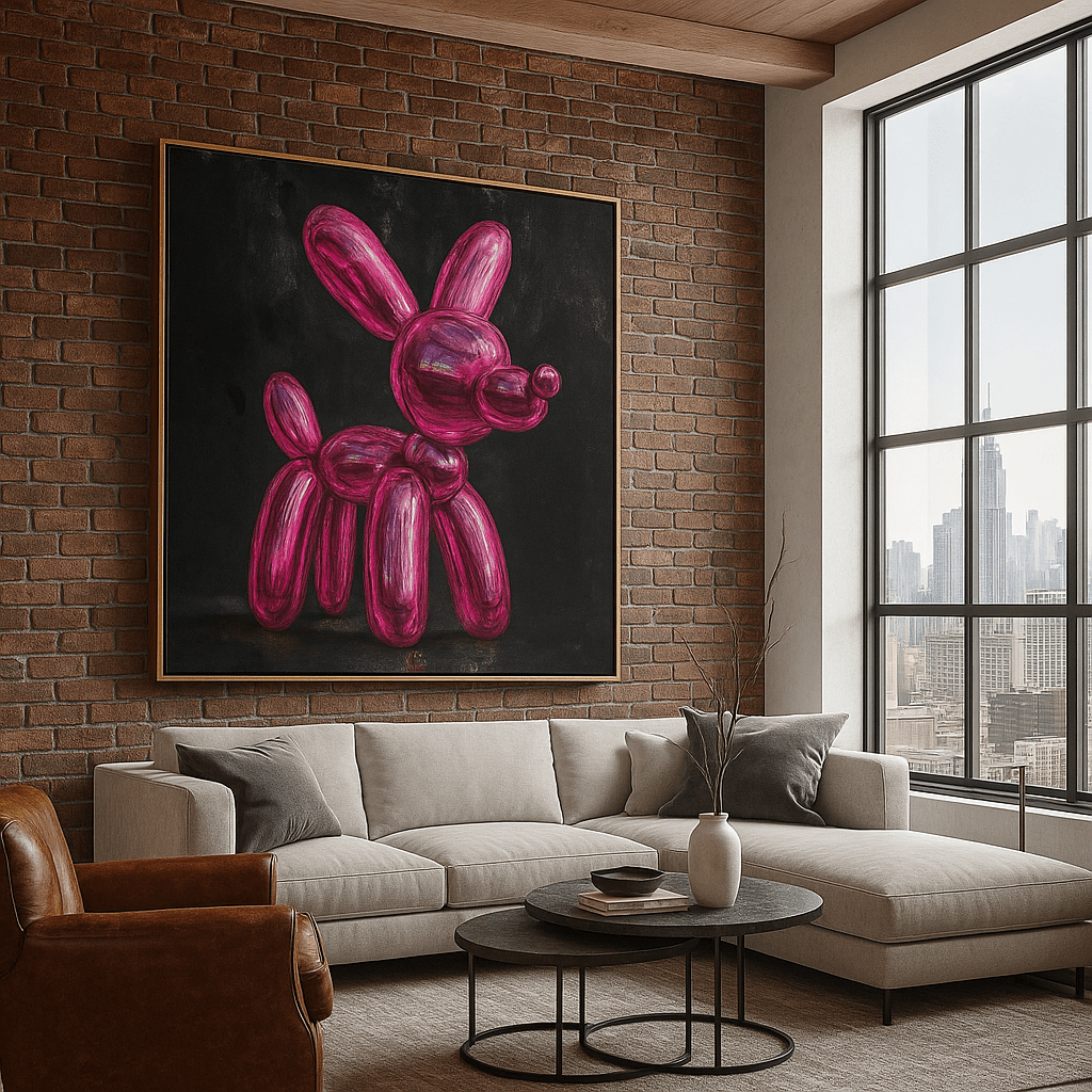 Canvas Print: Pink Balloon Dog – Modern Pop Art Canvas Print | Rossetti Art modern abstract canvas wall art by Rossetti Art – luxury interior design artwork for living room, bedroom, office – abstract wall art canvas print art Chiara Rossetti