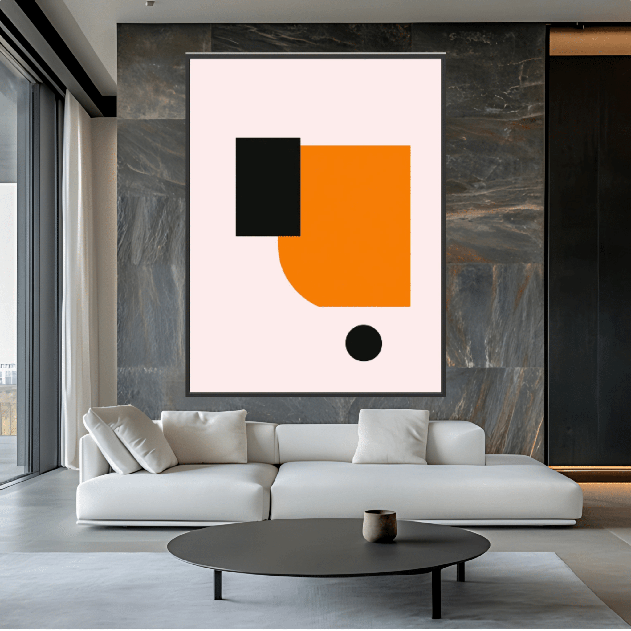 Canvas Print: "Pink Bold Balance" - Minimalist Geometric Wall Art modern abstract canvas wall art by Rossetti Art – luxury interior design artwork for living room, bedroom, office – Contemporary Art for Sale contemporary art piece Contemporary art print