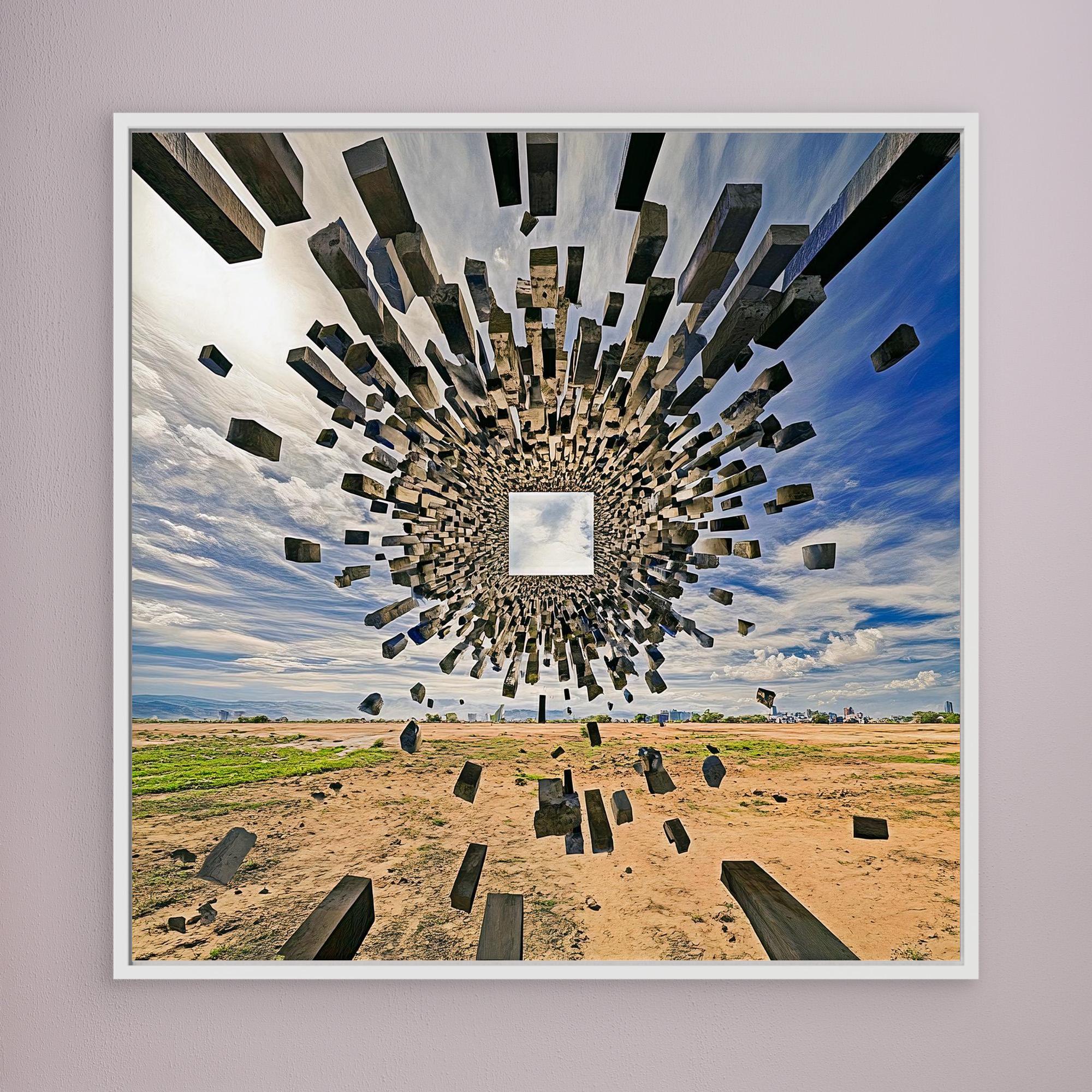 Canvas Print: Portal Collapse – Surreal Geometric Art modern abstract canvas wall art by Rossetti Art – luxury interior design artwork for living room, bedroom, office – 3D Illusion Art Architectural Canvas Contemporary Surrealism