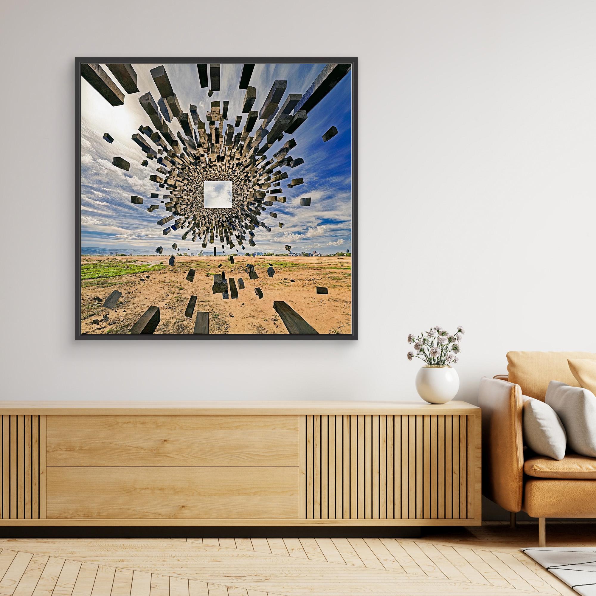 Canvas Print: Portal Collapse – Surreal Geometric Art modern abstract canvas wall art by Rossetti Art – luxury interior design artwork for living room, bedroom, office – 3D Illusion Art Architectural Canvas Contemporary Surrealism