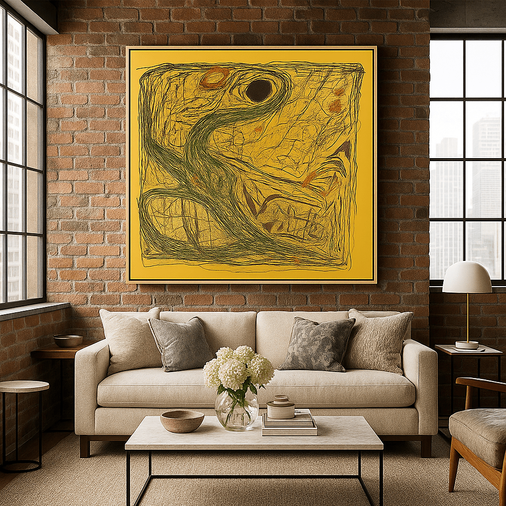 Canvas Print: Primitive Pulse – Abstract Expressionist Canvas Art Print modern abstract canvas wall art by Rossetti Art – luxury interior design artwork for living room, bedroom, office – abstract expressionist canvas Abstract Line Art Chaotic line art