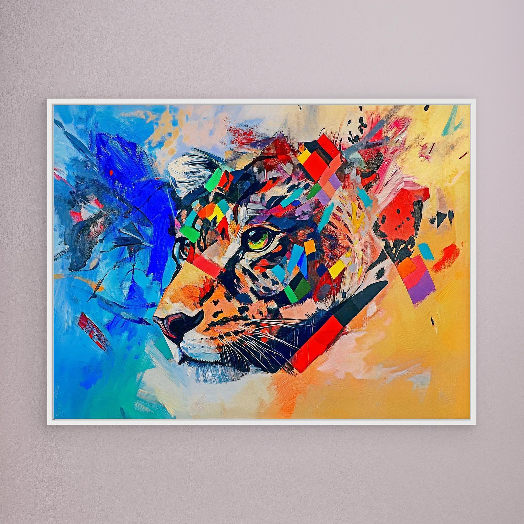 Canvas Print: Prismatic Roar – Leopard Art modern abstract canvas wall art by Rossetti Art – luxury interior design artwork for living room, bedroom, office – Bold Animal Art Contemporary animal art Geometric animal art