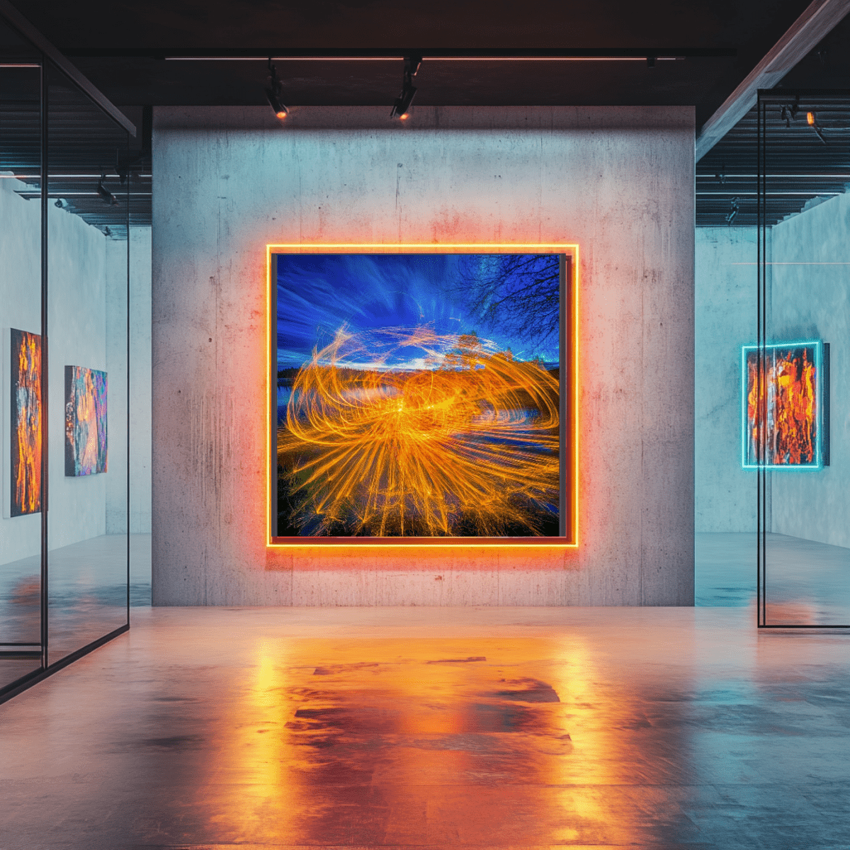 Canvas Print : Radiant Blaze - Abstract Firelight Wall Art - Chiara Rossetti