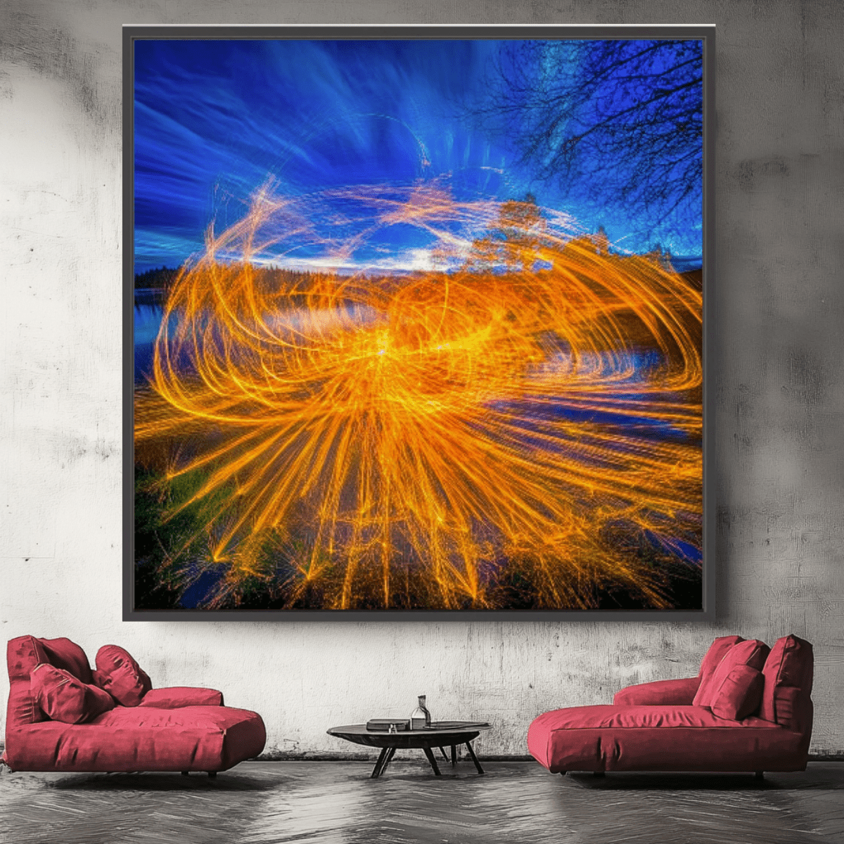 Canvas Print : Radiant Blaze - Abstract Firelight Wall Art - Chiara Rossetti