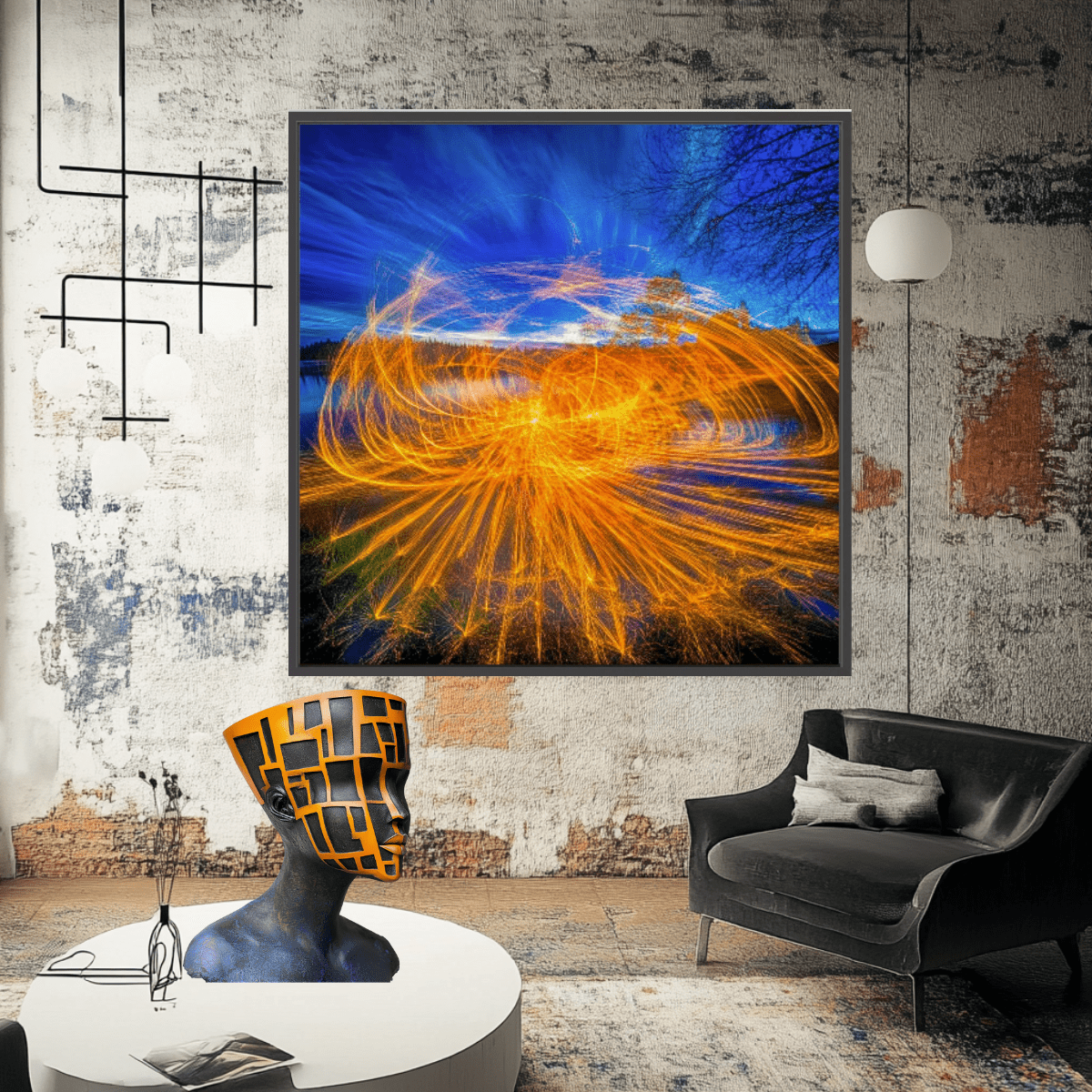 Canvas Print : Radiant Blaze - Abstract Firelight Wall Art - Chiara Rossetti