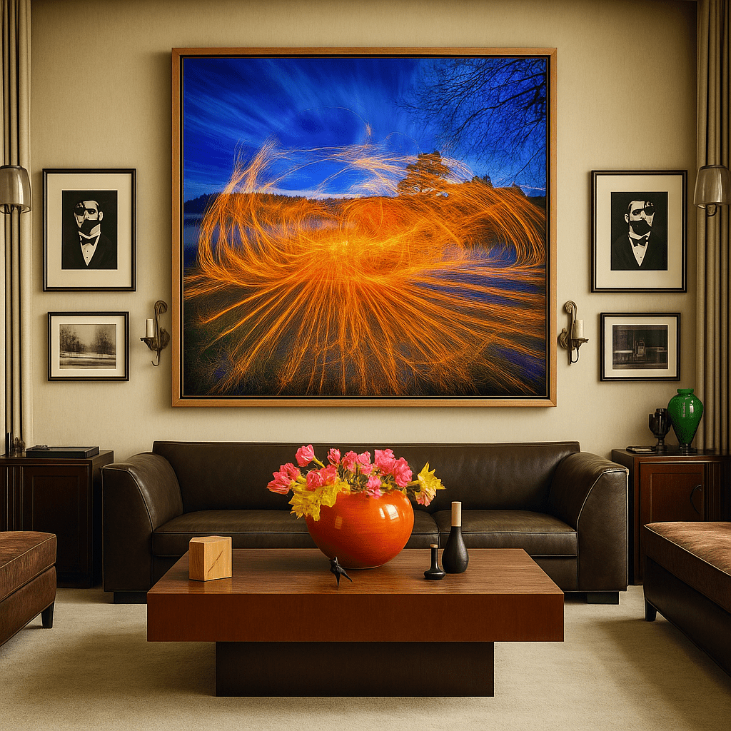 Canvas Print : Radiant Blaze - Abstract Firelight Wall Art - Chiara Rossetti