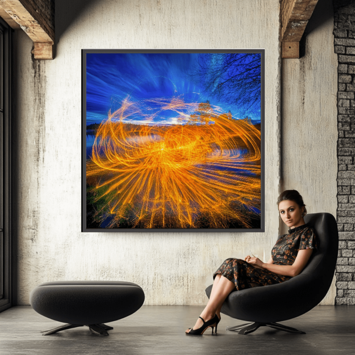 Canvas Print : Radiant Blaze - Abstract Firelight Wall Art - Chiara Rossetti