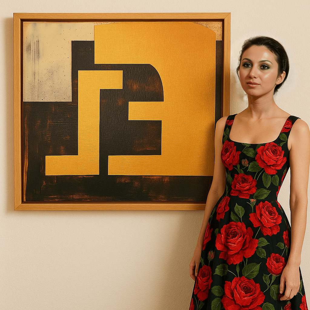 Canvas Print : Radiant Geometry - Modern Abstract Wall Art Canvas modern abstract canvas wall art by Rossetti Art – luxury interior design artwork for living room, bedroom, office – Abstract Gold Decor Contemporary Living Space Art contemporary wall painting