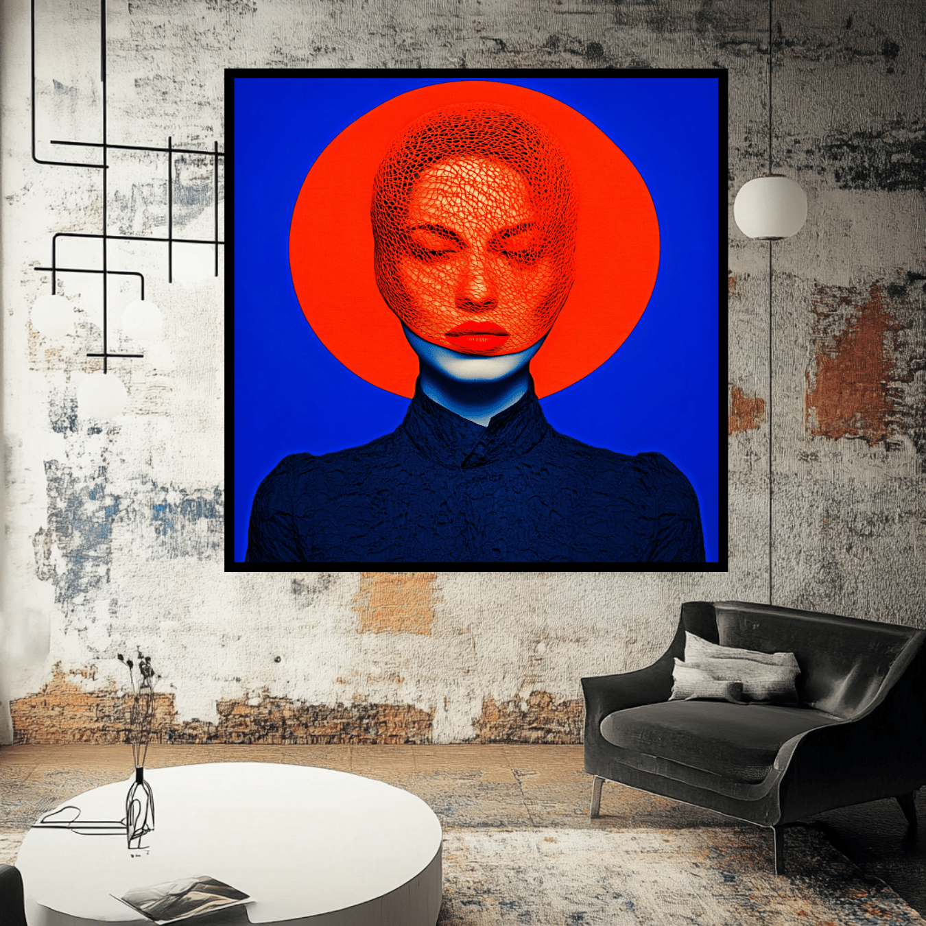 Canvas Print : Radiant Reflection - Modern Portrait Art modern abstract canvas wall art by Rossetti Art – luxury interior design artwork for living room, bedroom, office – contemporary decor style modern portrait photography