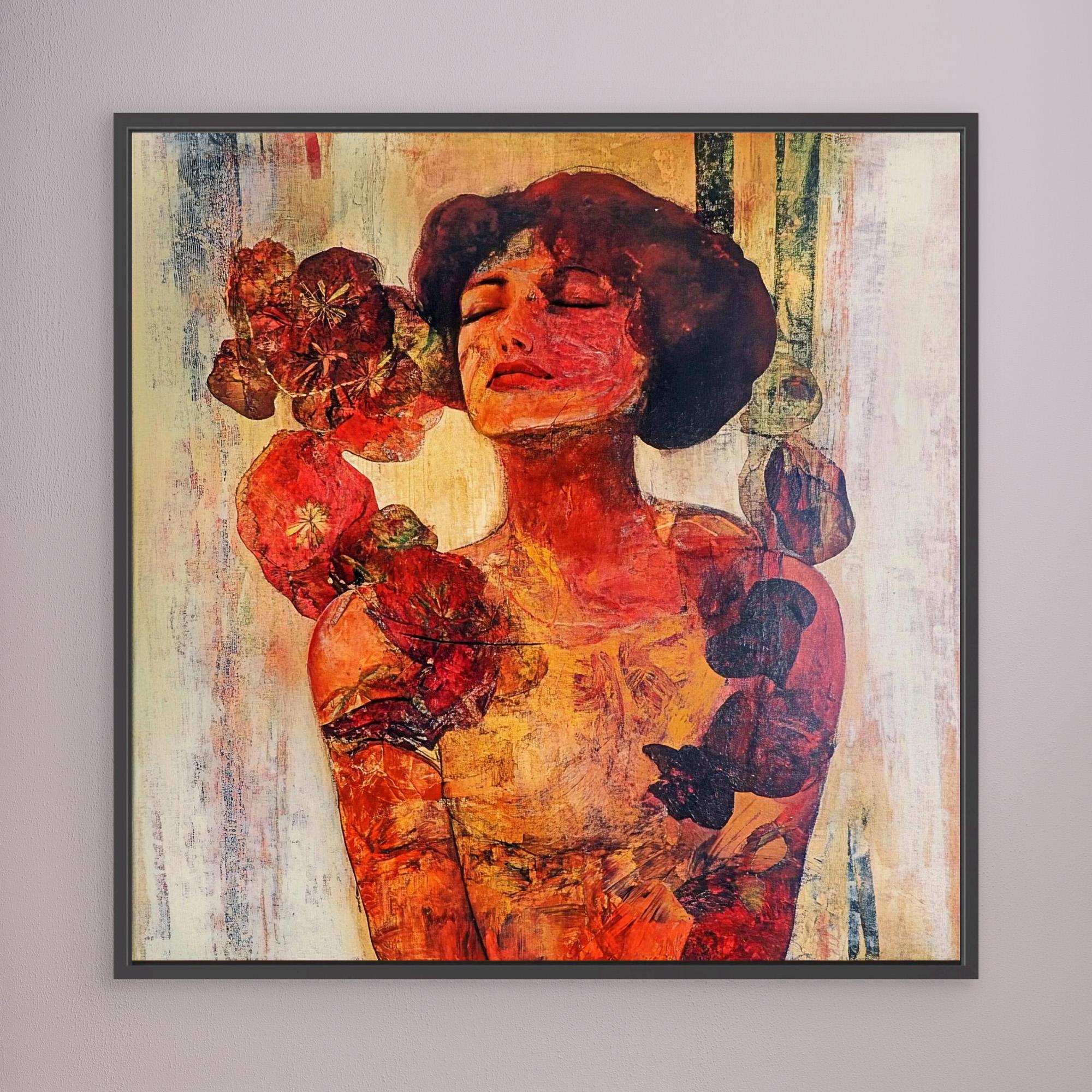 Canvas Print : Radiant Serenity – Vintage Floral Portrait Wall Art - Chiara Rossetti