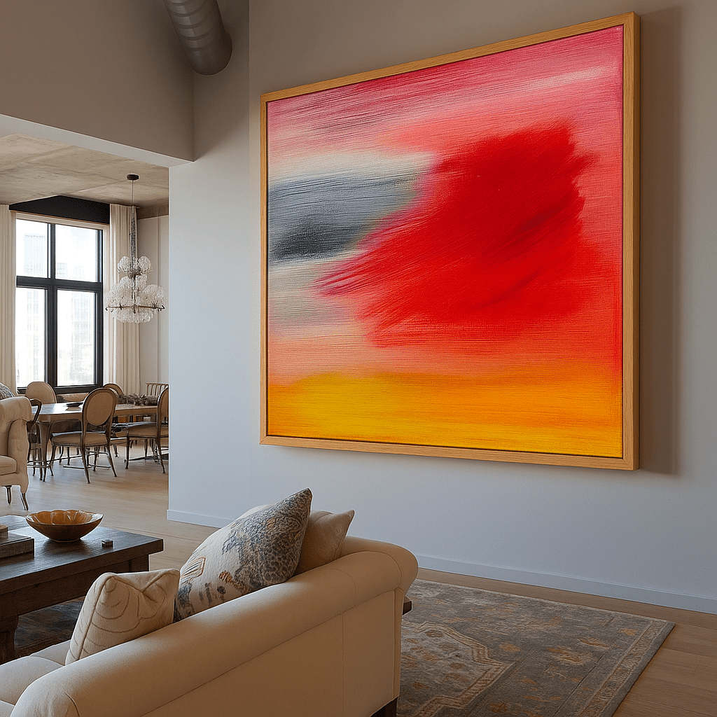 Canvas Print : Radiant Sunset Horizon - Abstract Acrylic Canvas Wall Art modern abstract canvas wall art by Rossetti Art – luxury interior design artwork for living room, bedroom, office – Color Canvas Art Modern Abstract Painting Ready To Hang Art