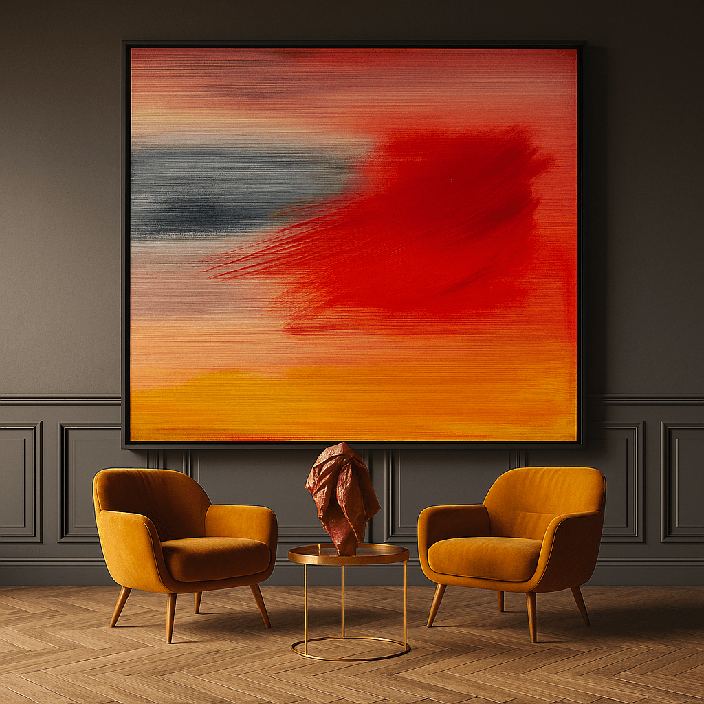 Canvas Print : Radiant Sunset Horizon - Abstract Acrylic Canvas Wall Art modern abstract canvas wall art by Rossetti Art – luxury interior design artwork for living room, bedroom, office – Color Canvas Art Modern Abstract Painting Ready To Hang Art