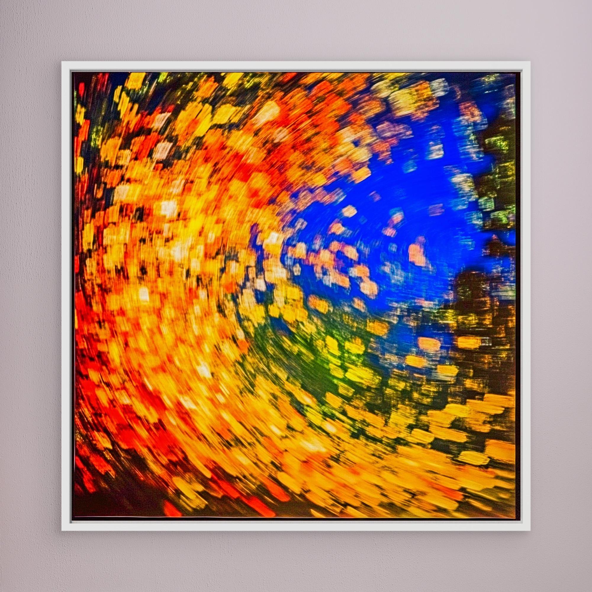 Canvas Print: Radiant Vortex - Abstract Color Spiral modern abstract canvas wall art by Rossetti Art – luxury interior design artwork for living room, bedroom, office – abstract color spiral bold home decor dynamic abstract painting