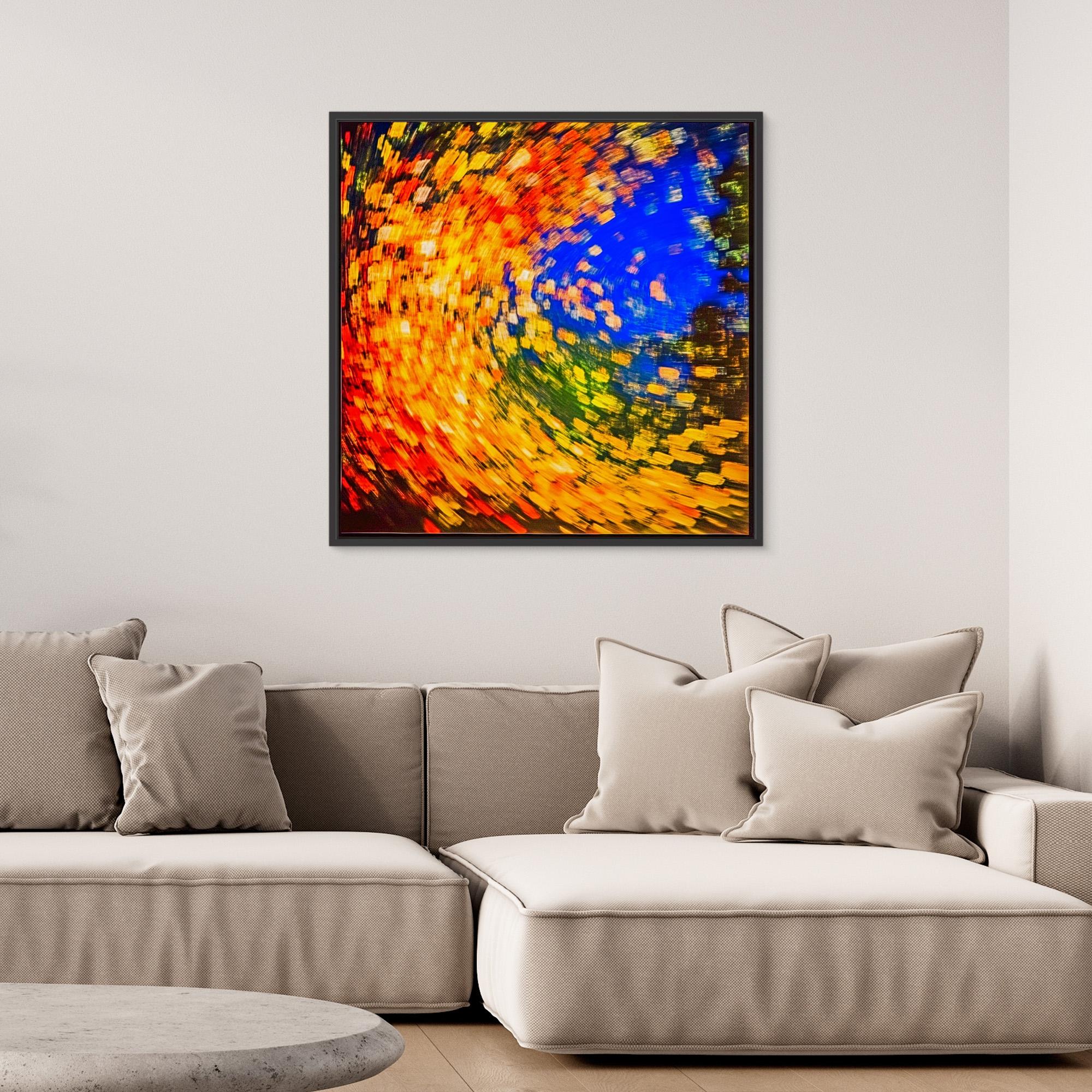 Canvas Print: Radiant Vortex - Abstract Color Spiral modern abstract canvas wall art by Rossetti Art – luxury interior design artwork for living room, bedroom, office – abstract color spiral bold home decor dynamic abstract painting