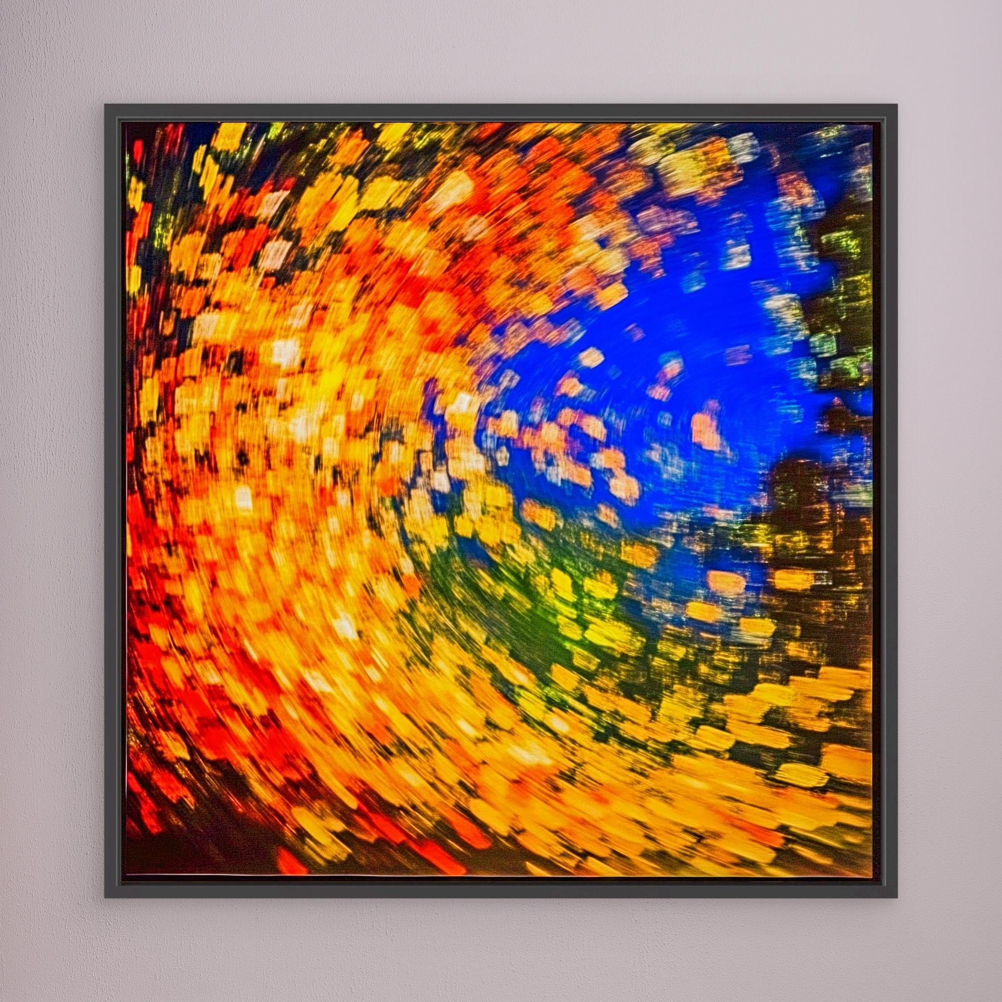 Canvas Print: Radiant Vortex - Abstract Color Spiral modern abstract canvas wall art by Rossetti Art – luxury interior design artwork for living room, bedroom, office – abstract color spiral bold home decor dynamic abstract painting