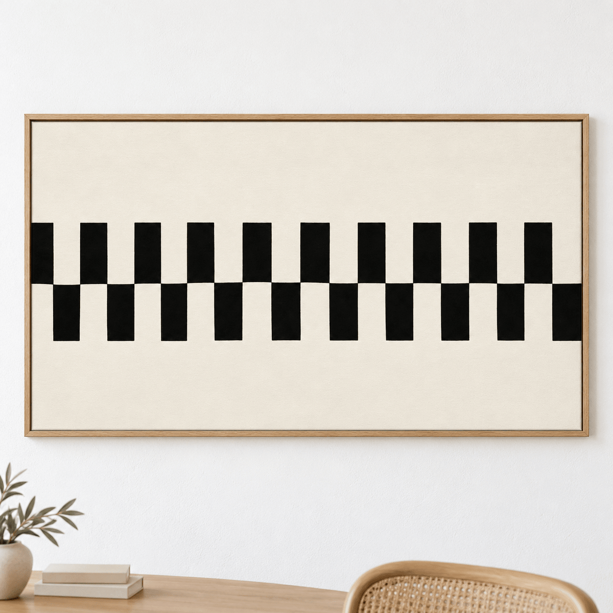 Rectangle Wall Art – Ivory Cadence horizontal canvas print on a white wall by Rossetti Art