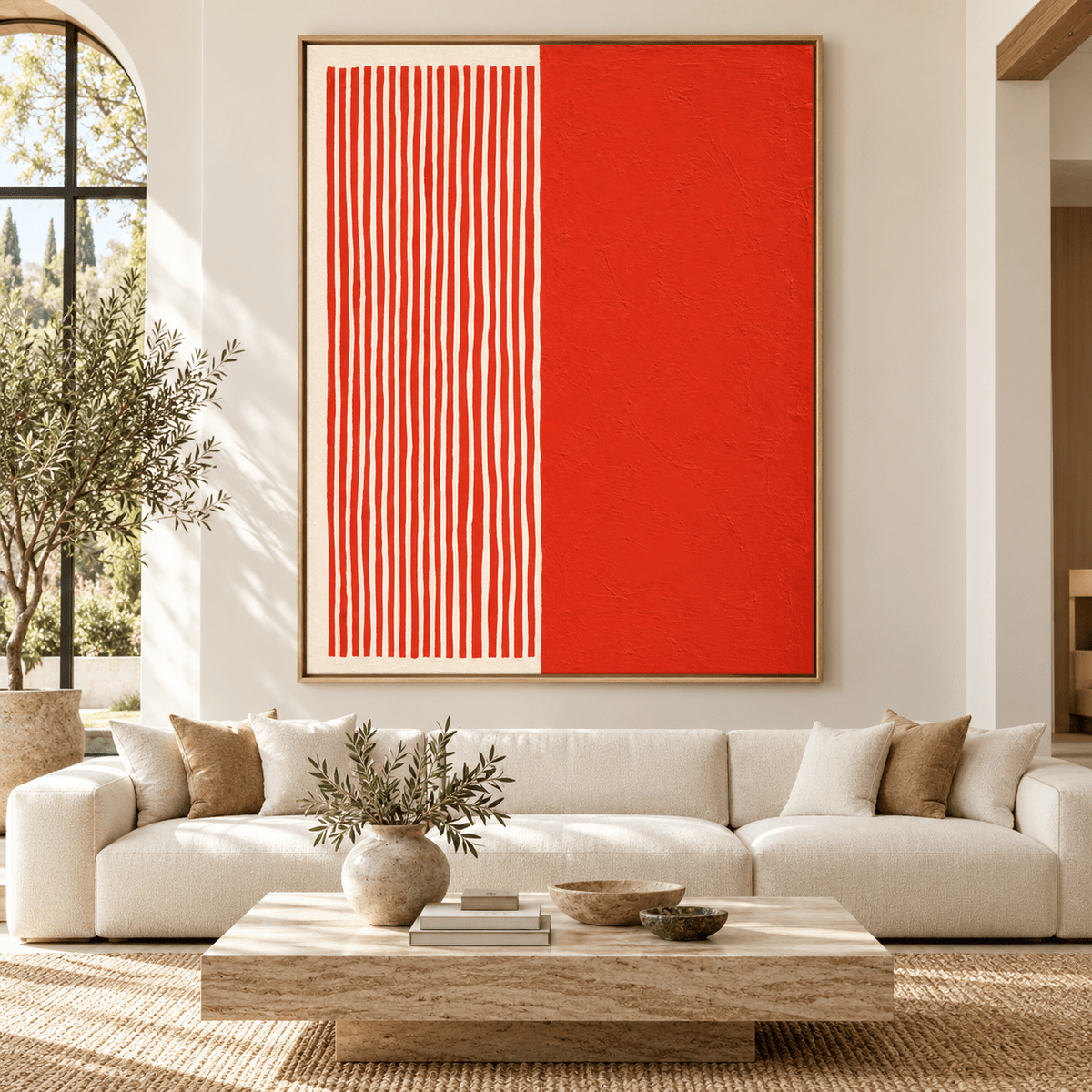 Red and White Wall Art – Vermilion Rhythm by Rossetti Art