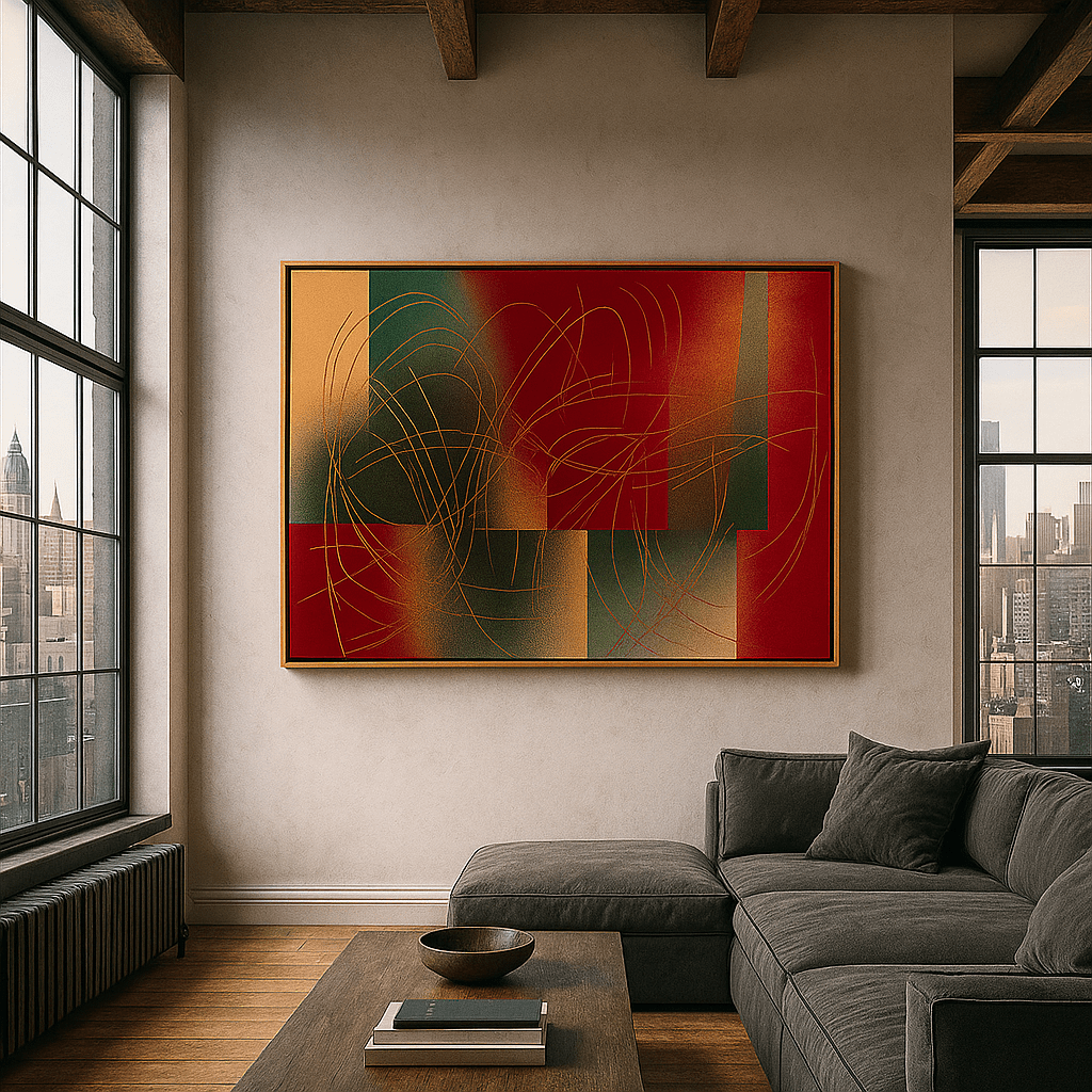 Canvas Print : "Red & Gold Golden Static" – Red & Gold Artwork - Chiara Rossetti